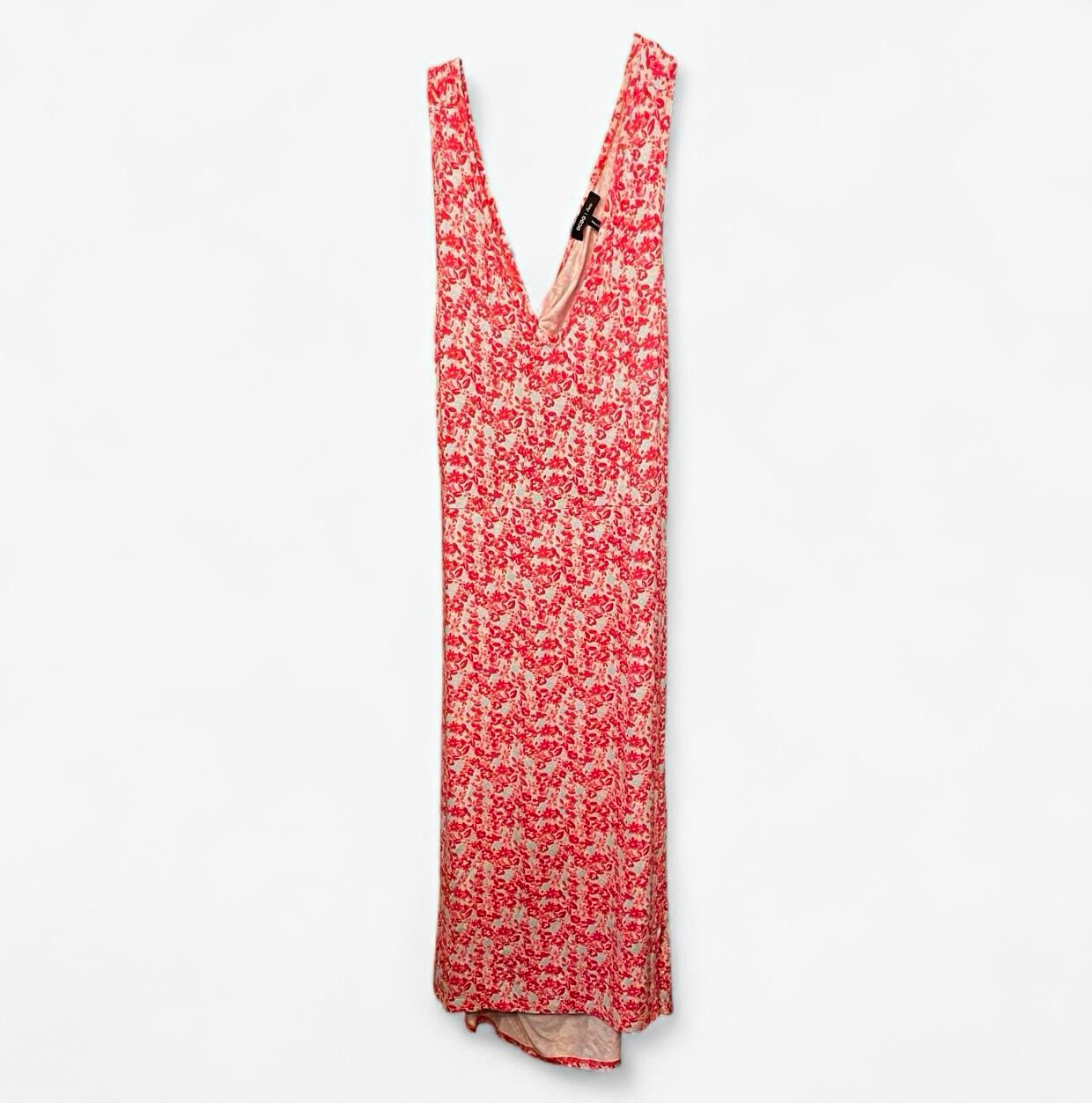 BCBG Paris Pink Floral Wrap Dress Womens XXL 20 V-Neck Sleeveless Long Twist