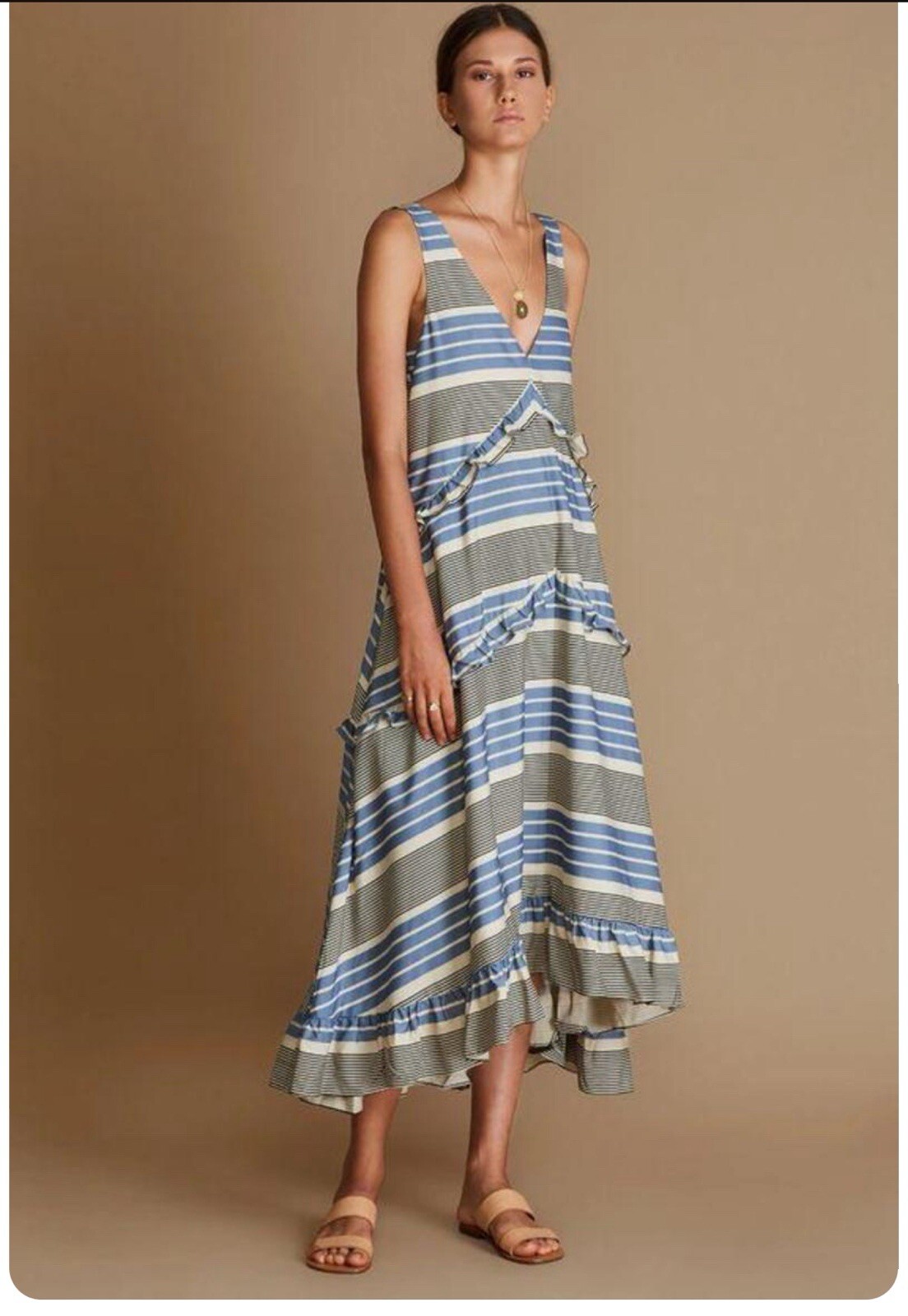 SANCIA Maise Eleste Stripe Midi Dress Size XS