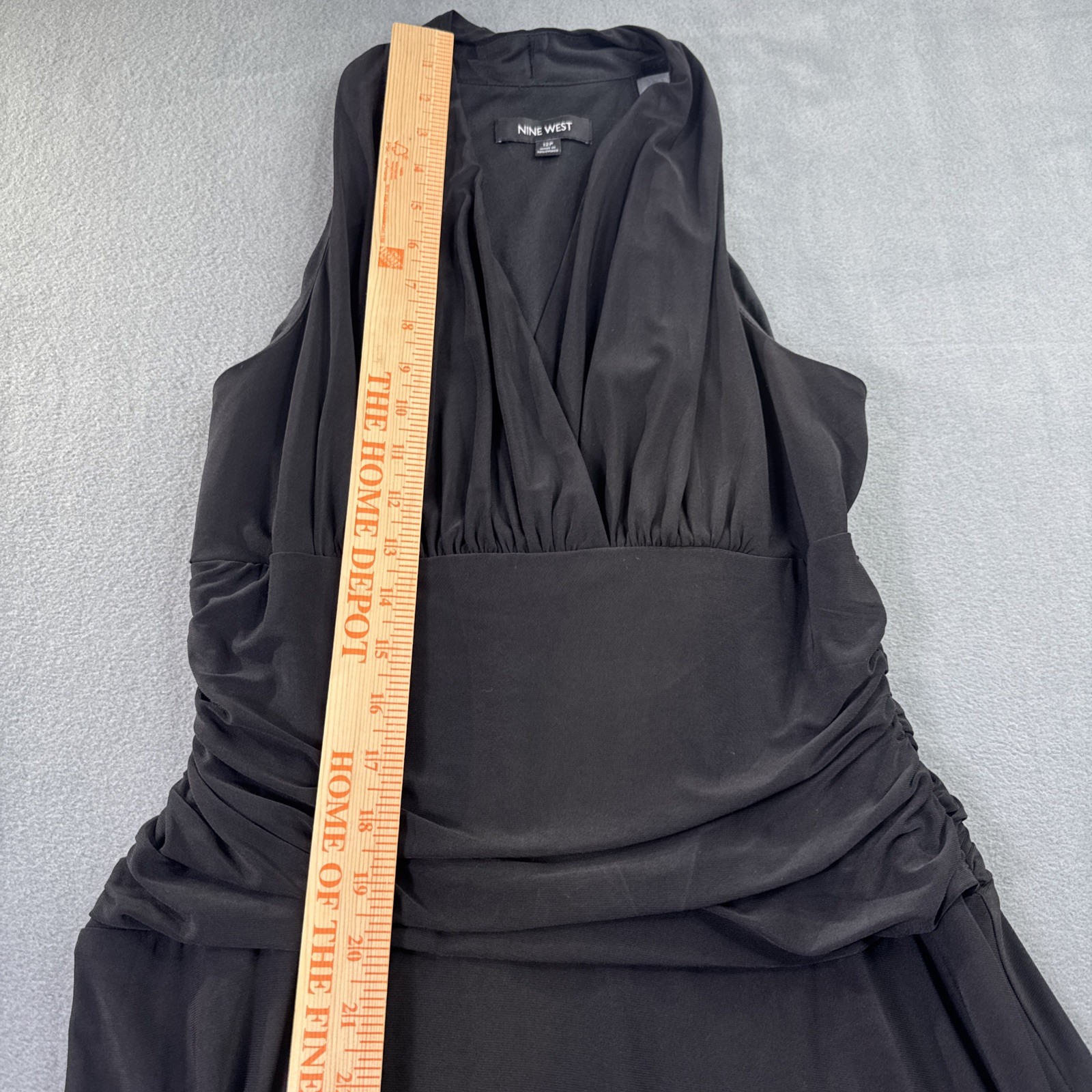 Nine West Black Midi Dress 12P Sleeveless Slinky Wrinkle Resistant Travel Ready