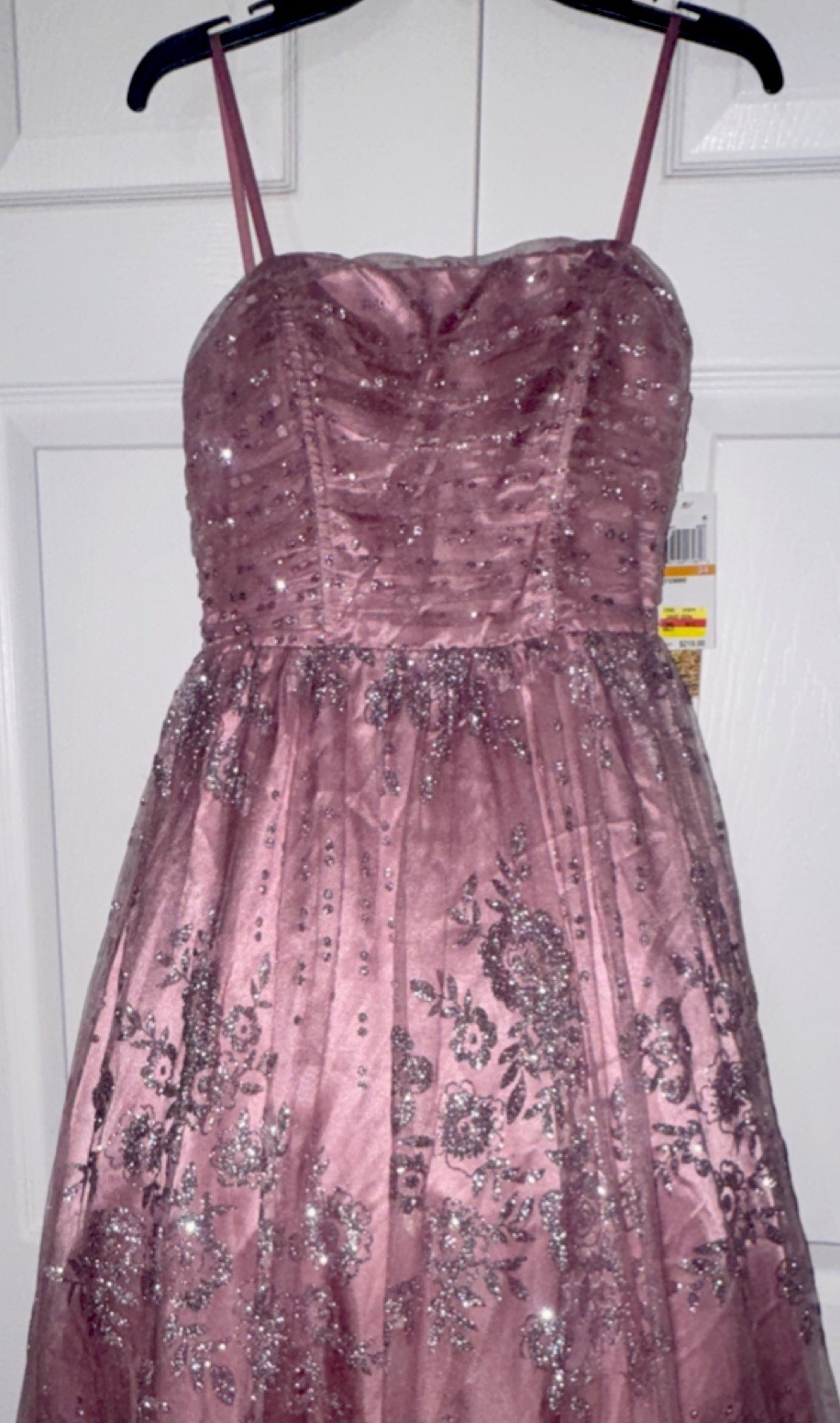The Say Yes 3/4 Mauve Pink Flower Mesh Long Formal Gown Lace Up