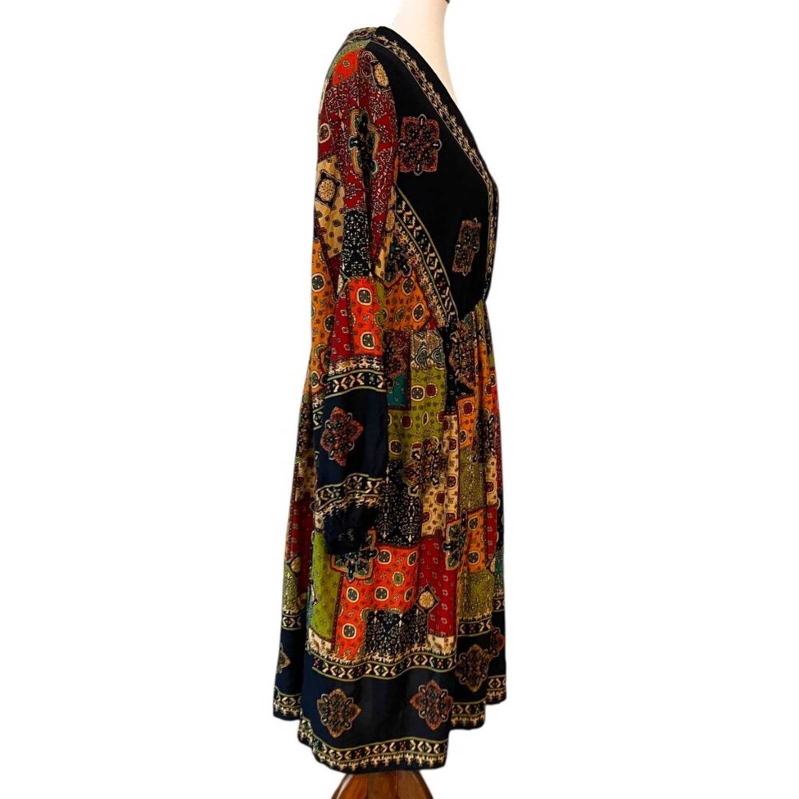 Boho Dress XL Summer Patchwork Fall 0X Dress Vintage Style Bohemian 14 Dress XXL