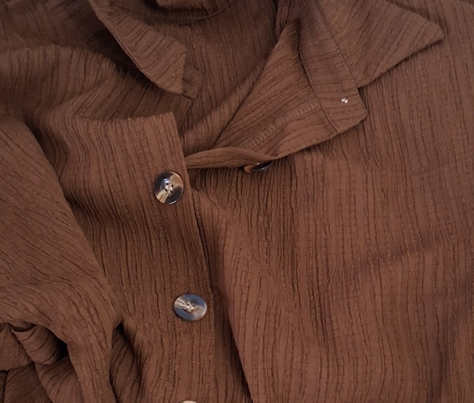 Button-up Front 2-Pocket Knee-Length Dress Size Small, Collar, Cuff Sleeves
