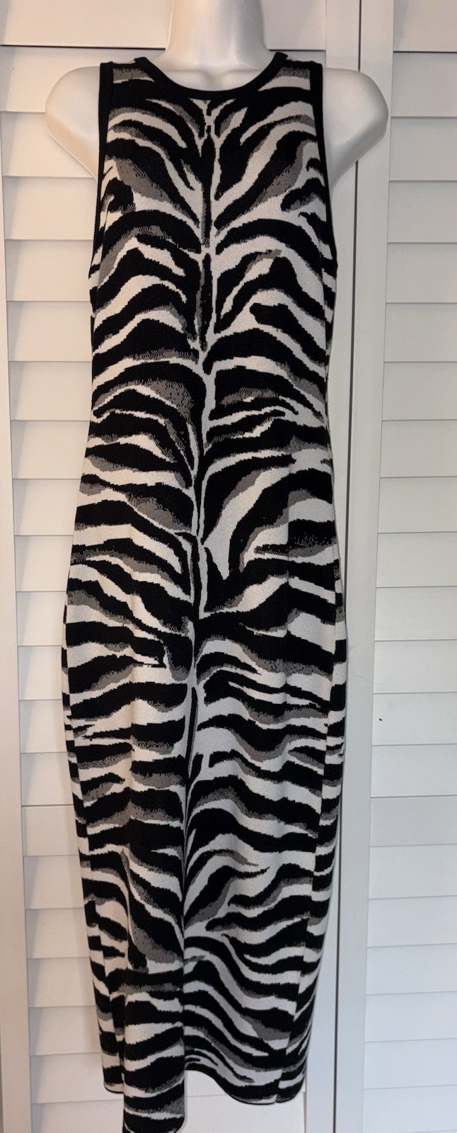 Express Bodycon Tank Dress Women’s Sz M Zebra Animal Print Cocktail Midi Y2K