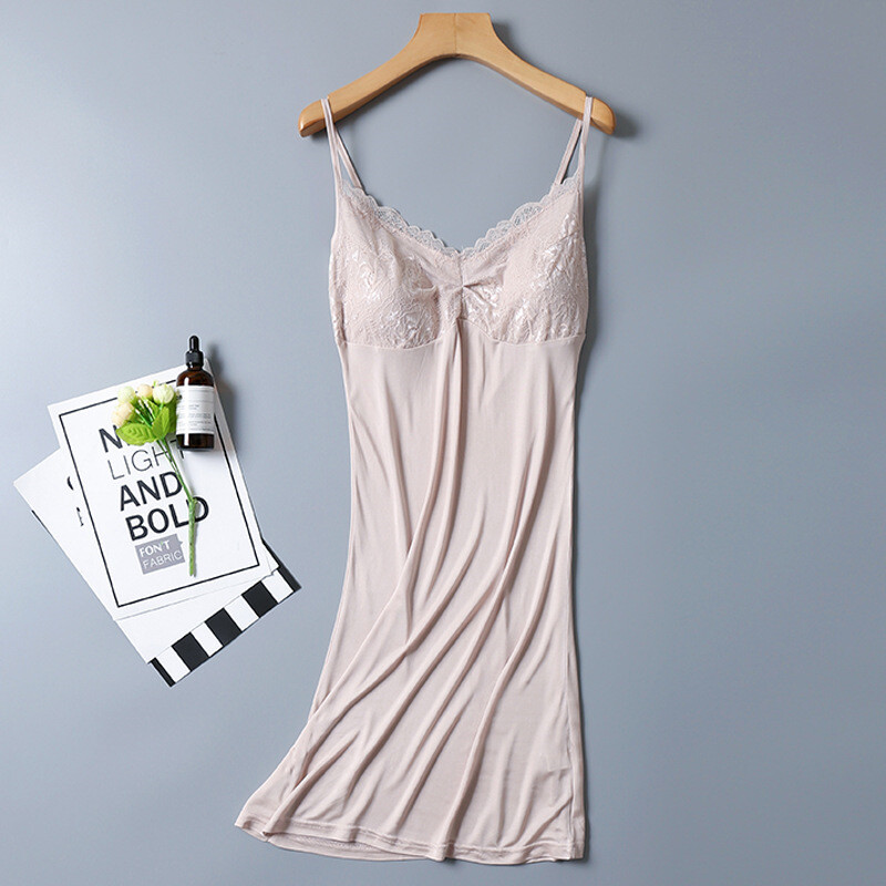 Pure Silk Pajamas 100 Mulberry Silk Pad Dress Suspend Strap Nightgown Slip Dress