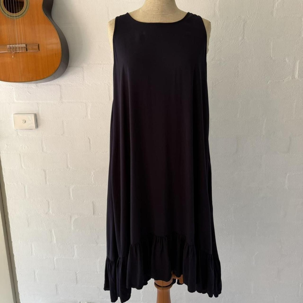 Decjuba Navy Ruffle Hem Swing Dress