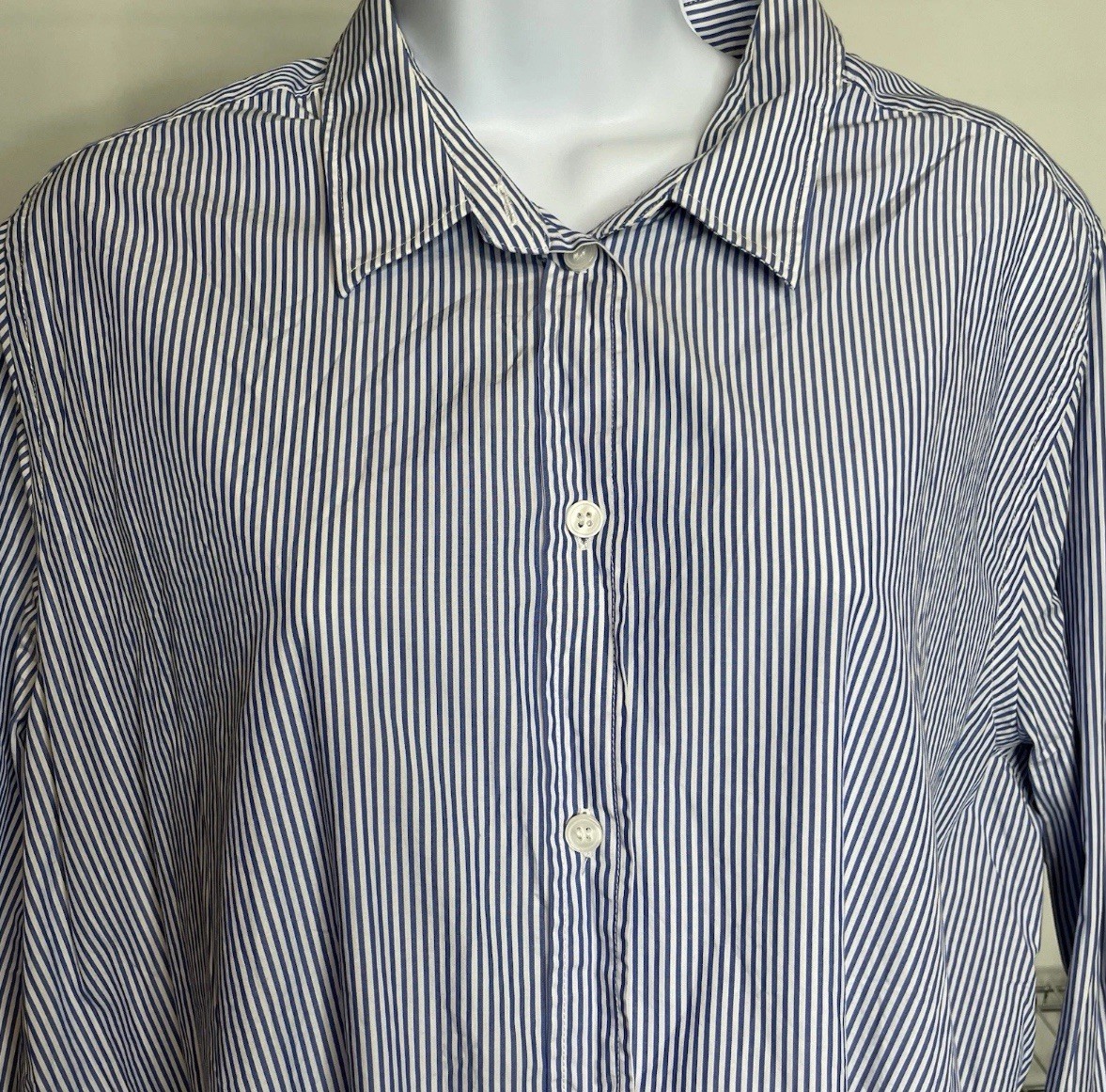 Filippa K Women’s Y2K Blue Button Up Tunic Shirt Dress Size L Oversized New Wave