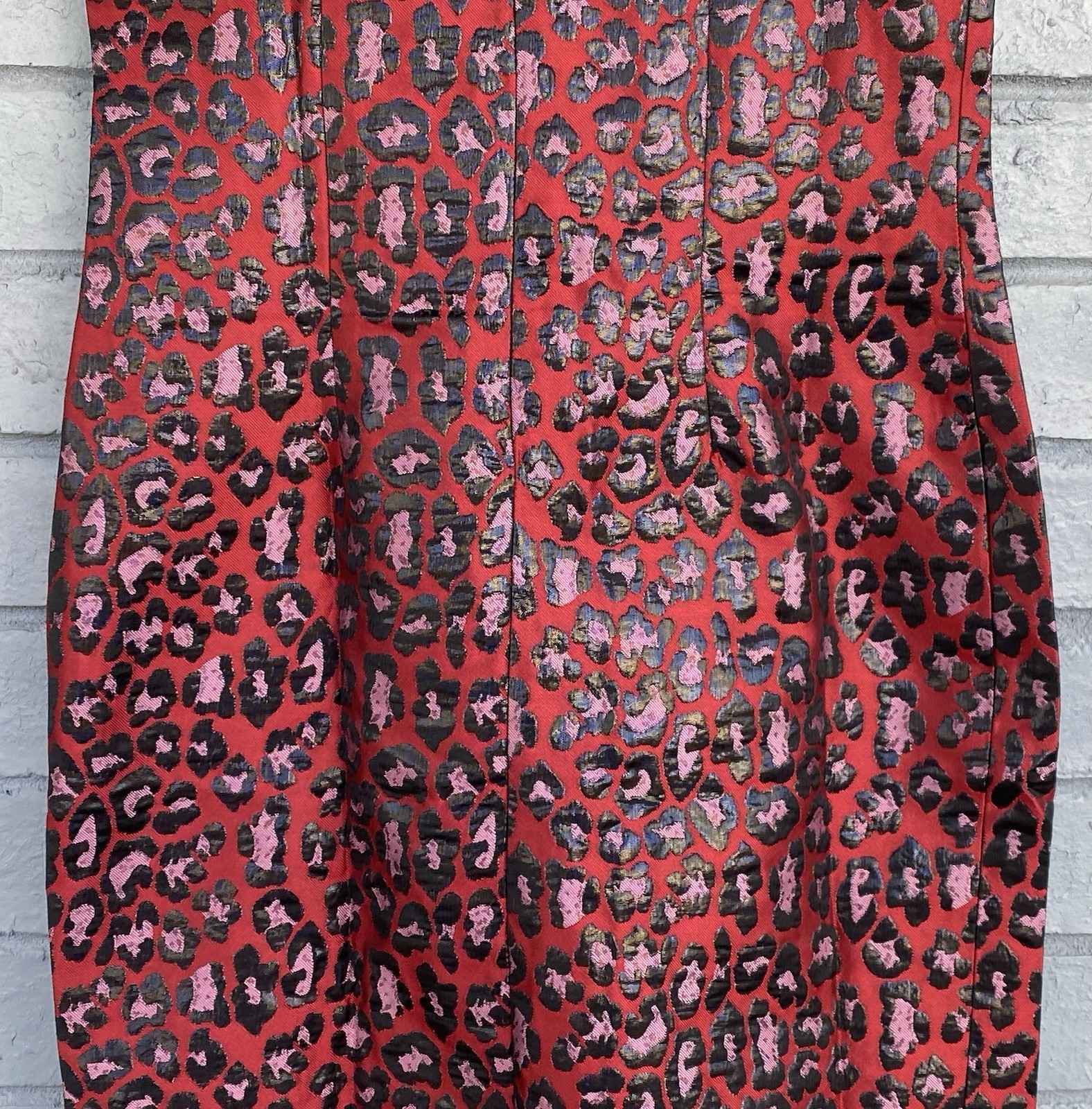 00s Size L Metallic Leopard Animal Print Y2K Mandarin Cheongsam Qipao Red Black
