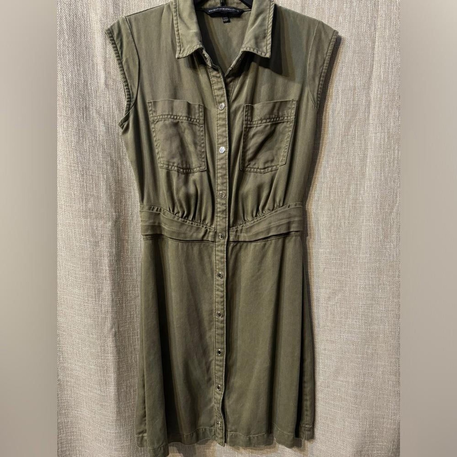 White House Black Market GREEN UTILITY SHIRT DRESS US 2