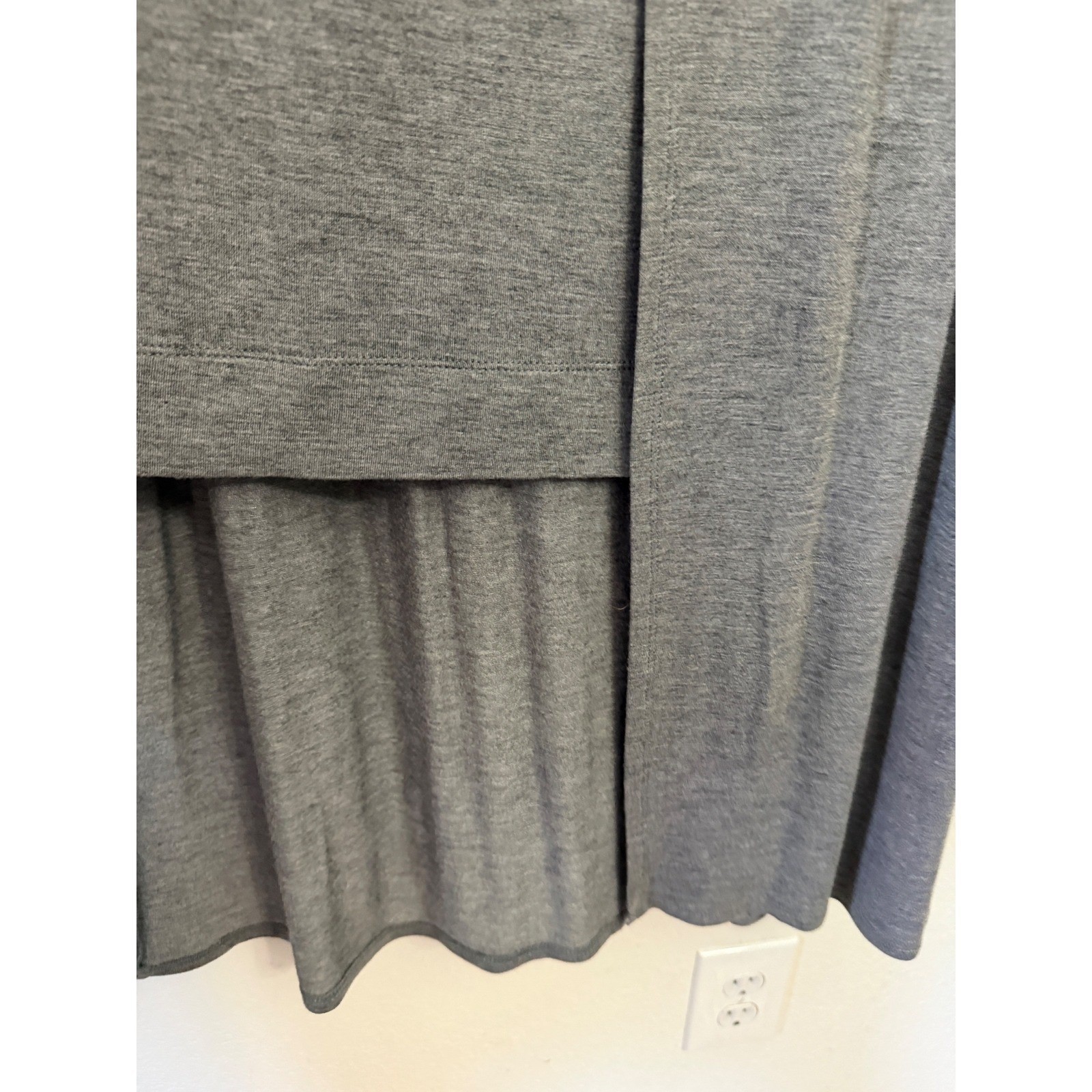 BCBGMAXAZRIA Ayana Heather Grey Layered Maxi Mini Dress XS Long Sleeve