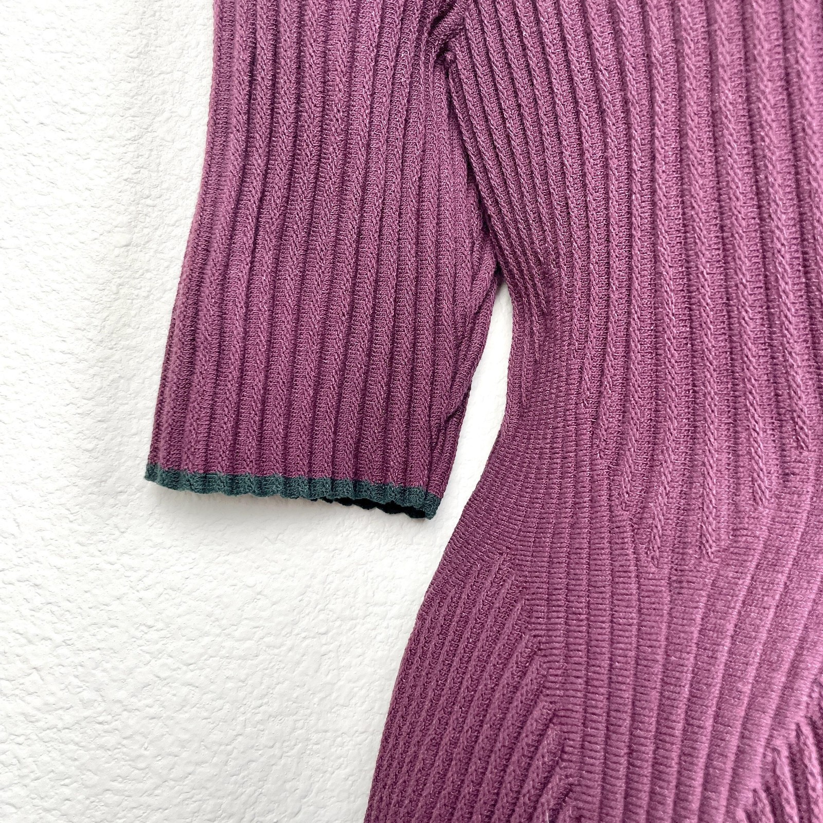 Ted Baker Dress Wmn 6 Purple Ribbed Knit Fit & Flare Skater Half Sleeve Back Zip