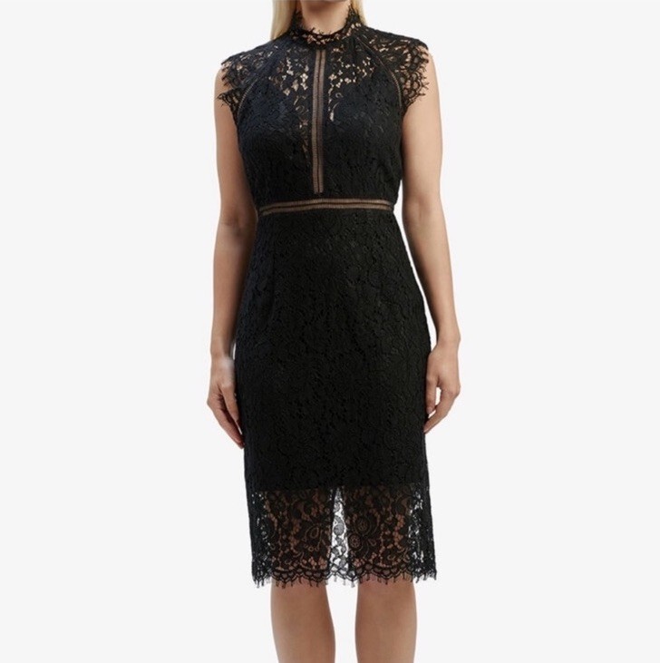Bardot Lace Panel Midi Dress In Black Womens US Size 6 AUS/UK Size 10 NWT