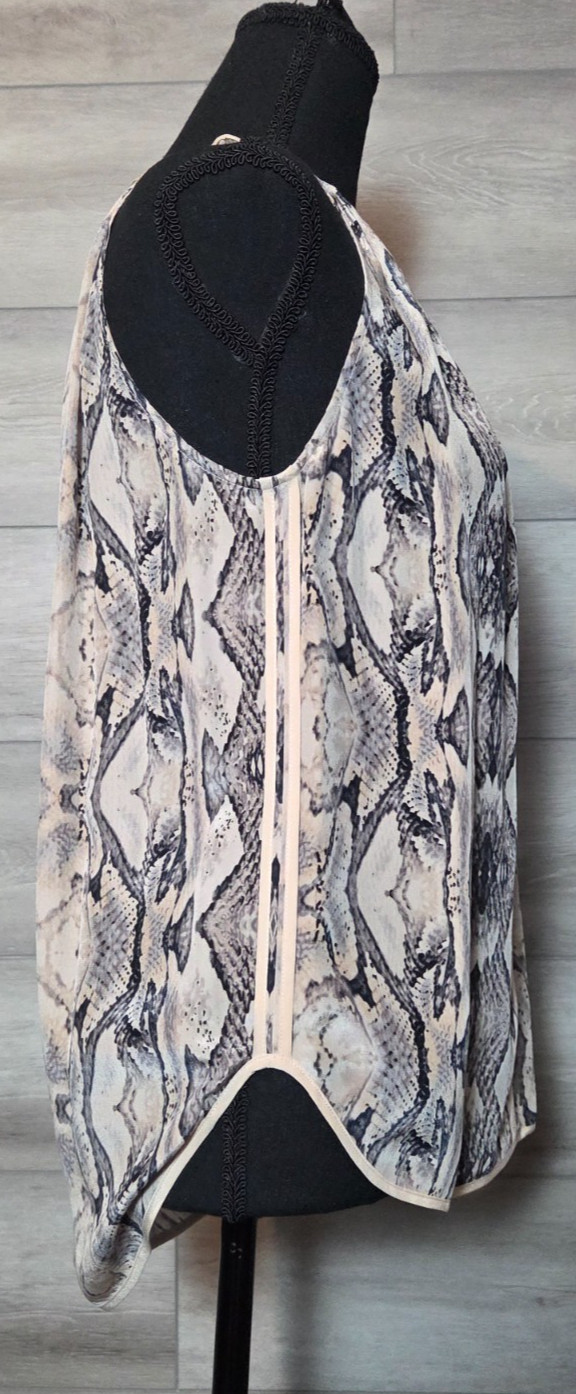 Rebecca Taylor Python Snake Print Silk Lined Halter Keyhole Shift Party Blouse