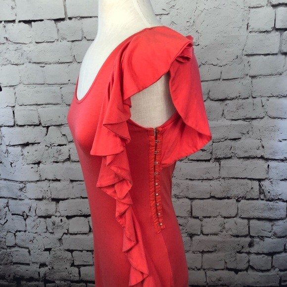Ella Moss Monaco Ruffle Hook and Eye Mini Dress Orange Red