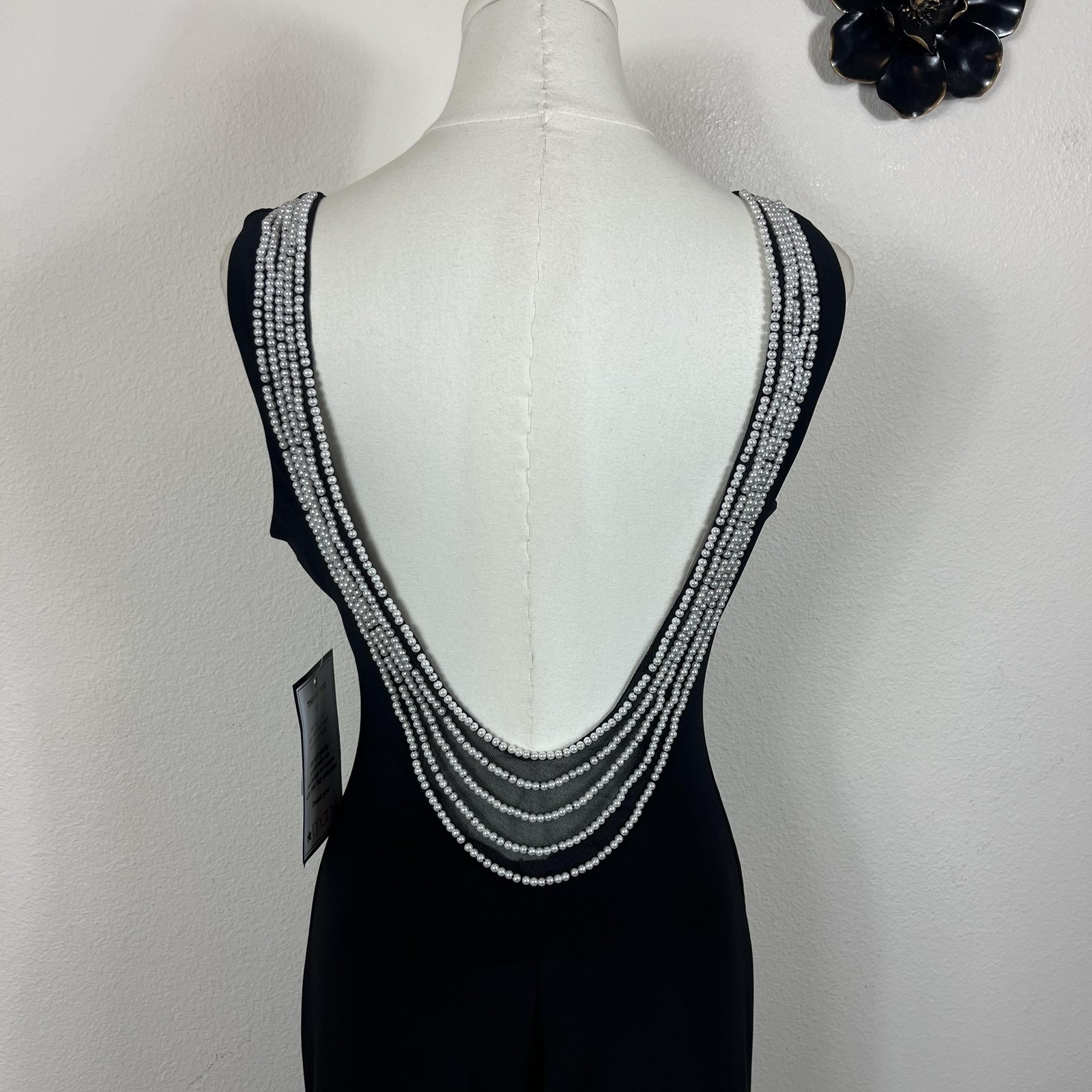 B Darlin Dress Juniors 5/6 Black Beaded Maxi Formal Prom Gown Wedding Guest