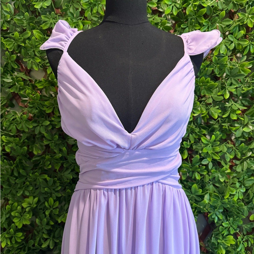 NWT- Soiree Celebration Purple Ruffled Lace-Up Dress