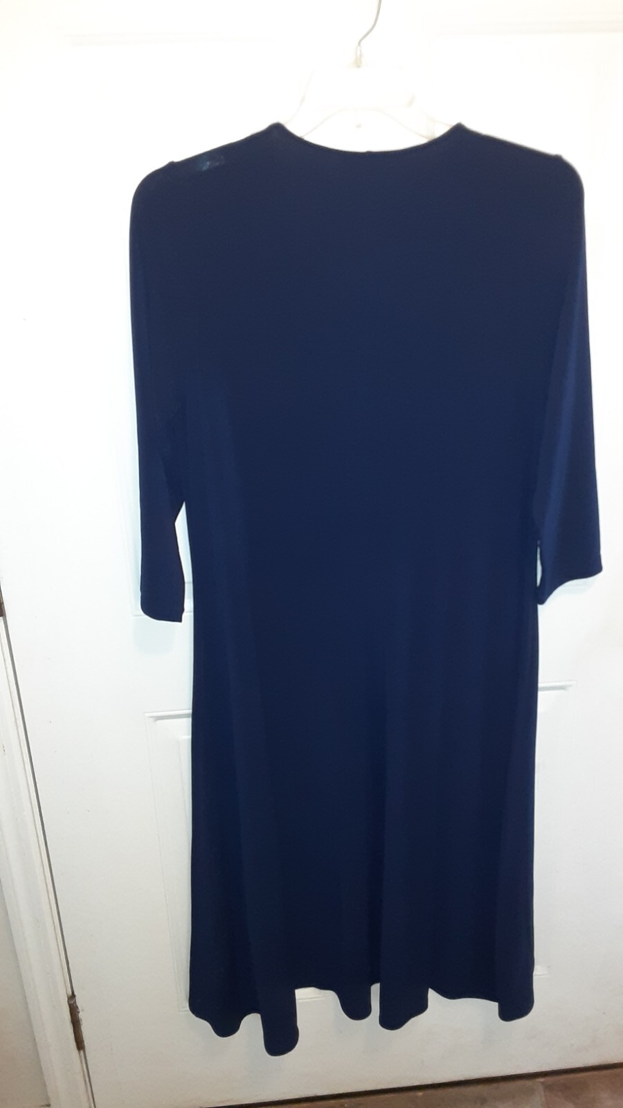 Dennis By Dennis Basso Navy Embellished Hi-low Long Sleeve Dress Size Large