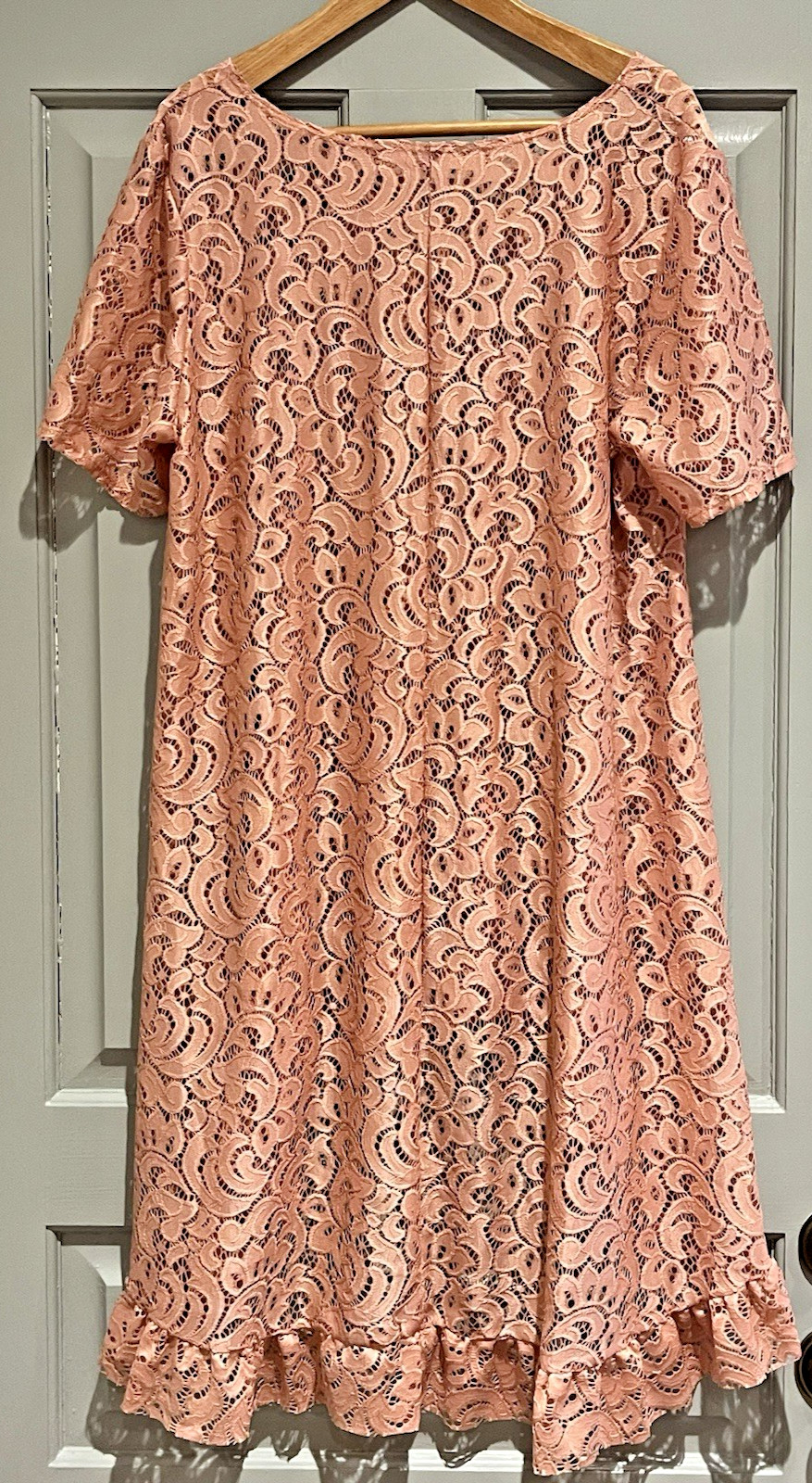 Sheer Lace Overlay Pink Plus Size Asymmetrical Ruffle Fairy Romantic Feminine