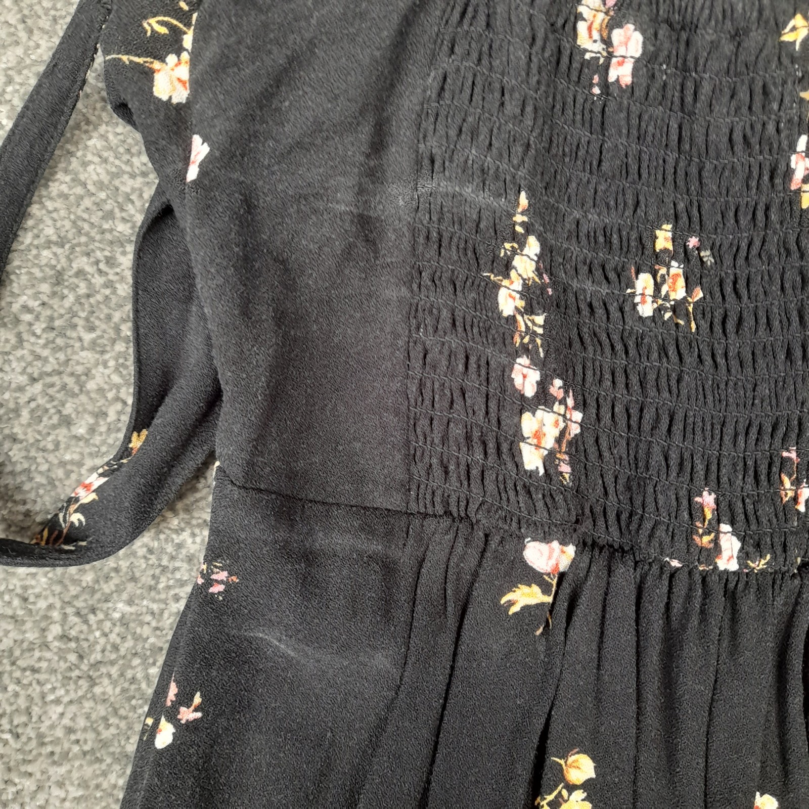 Abercrombie & Fitch Floral Midi Dress Women’s XS Black Side Split Slip Dress