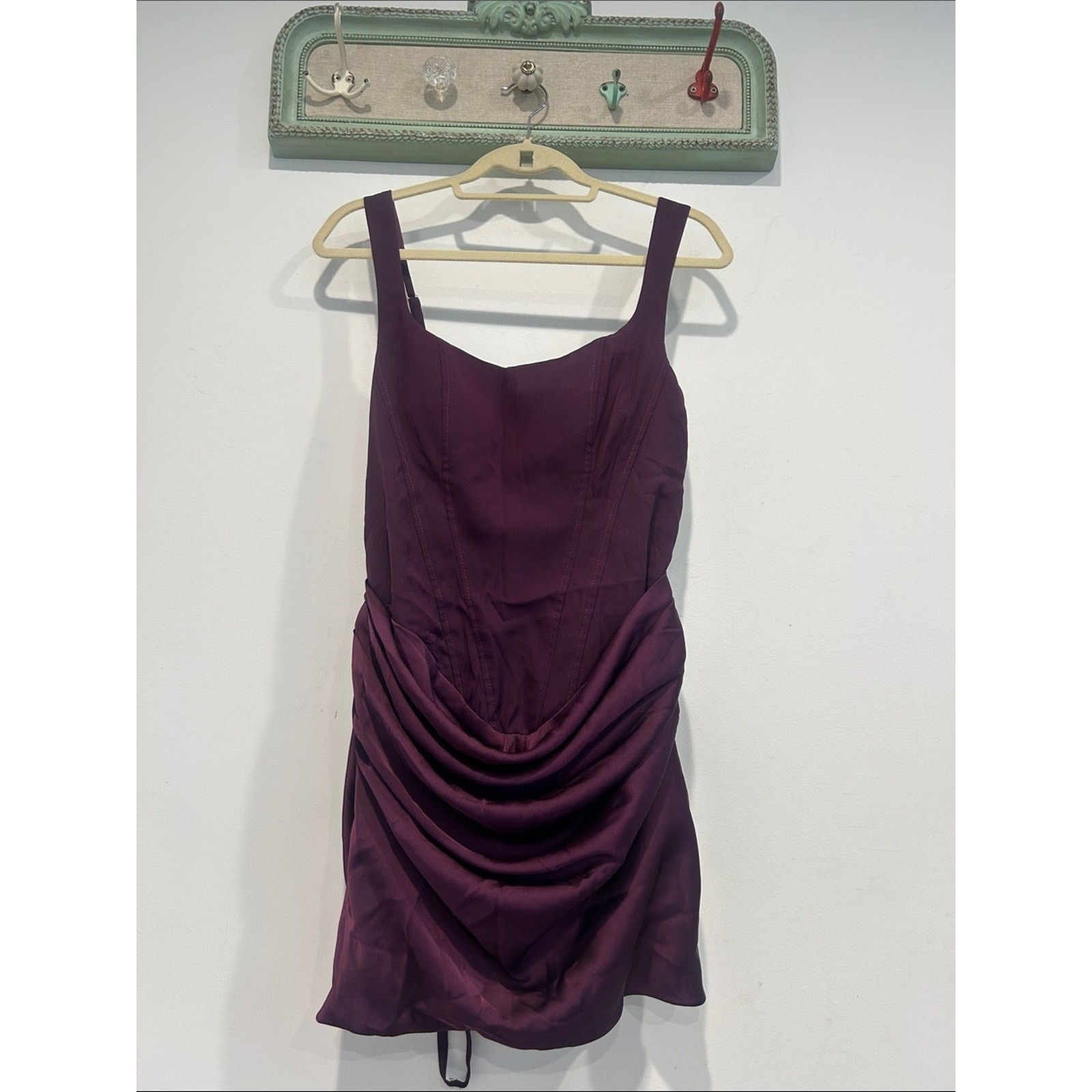 Women’s Roman Empire Sleeveless Draped Mini Cocktail Dress in Deep Plum size 10