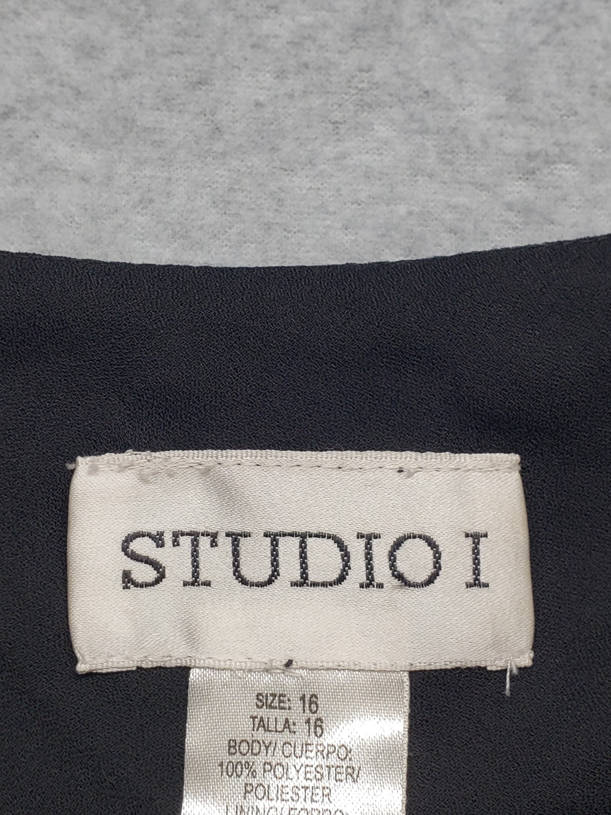Studio I Women Dresses 16 Black Round Neck Sleeveless Ruffled Hem Logo Outdoor