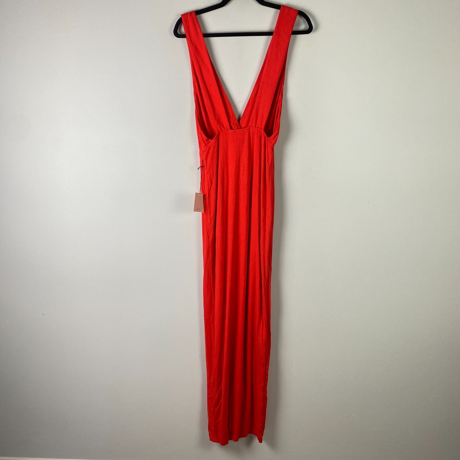 Superdown Erika Plunging Maxi Dress Size M Red Bodycon Backless Slit NEW