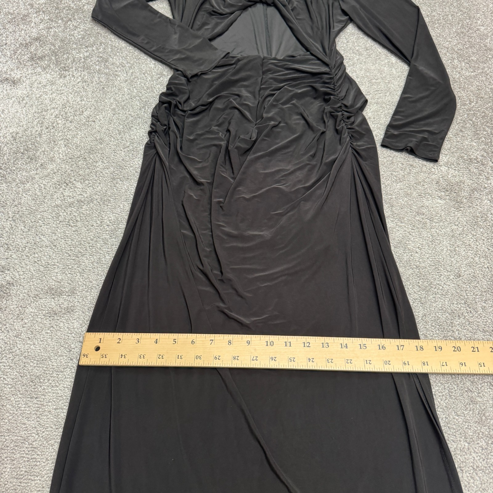WAYF Cut Out Twisted Front Long Sleeve Maxi Dress Womens XL Black Slit Formal