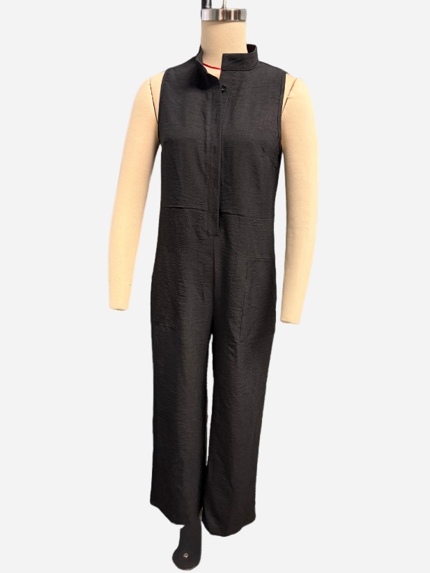 Summer Sleeveless Jumpsuit With Pockets Fashion Casual V-Neck Buttons Trousers W