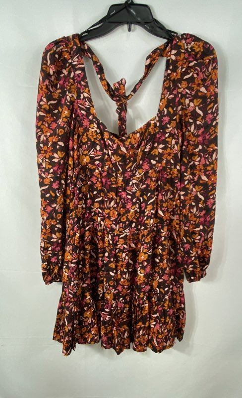MINKPINK Women’s Sorrento Mini Dress Floral Tie Back Smocked Tiered Sz XS NWT