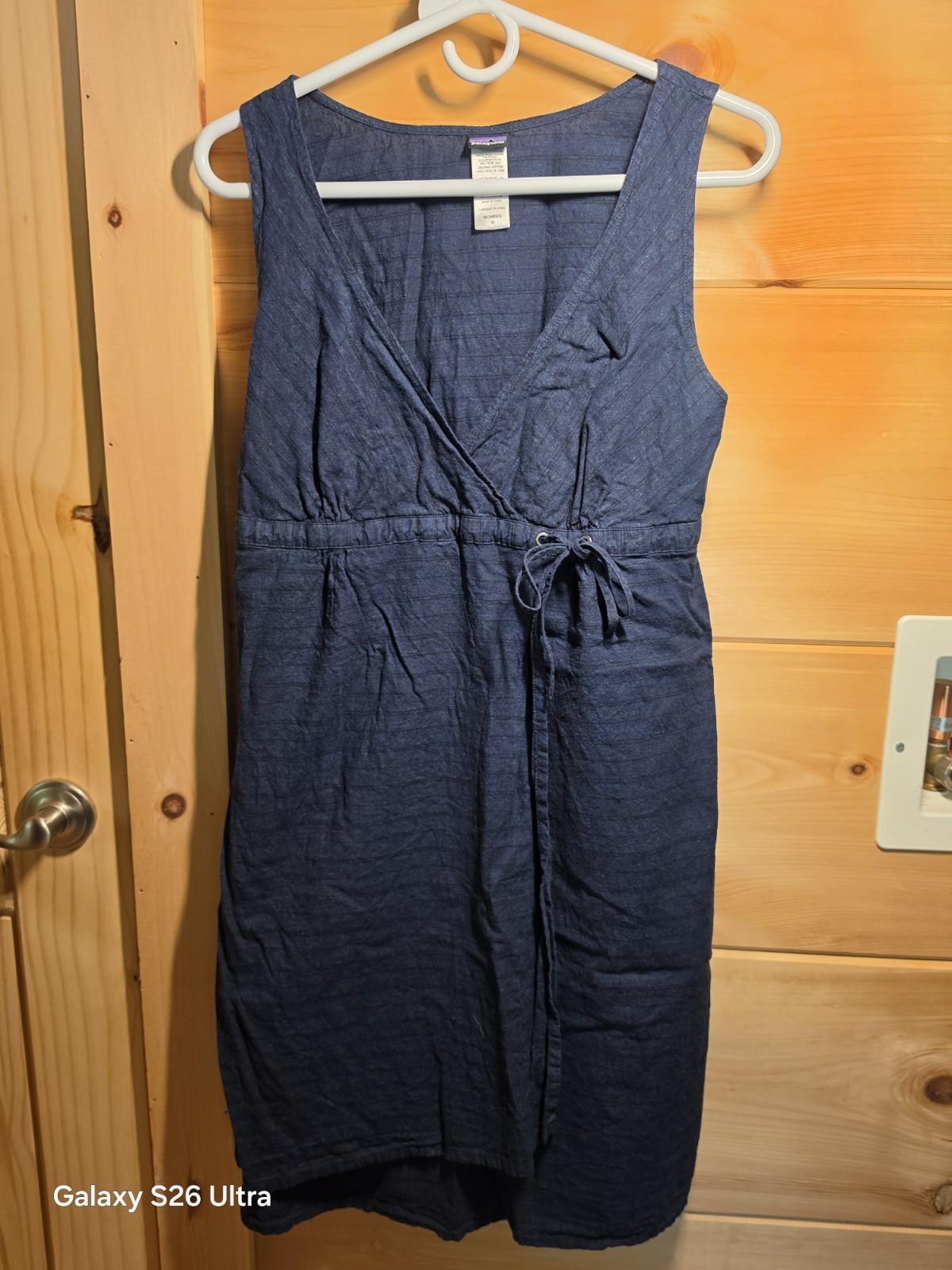 Patagonia Island Hemp Crossover Dress Women’s Size 10 Navy Sleeveless 58980
