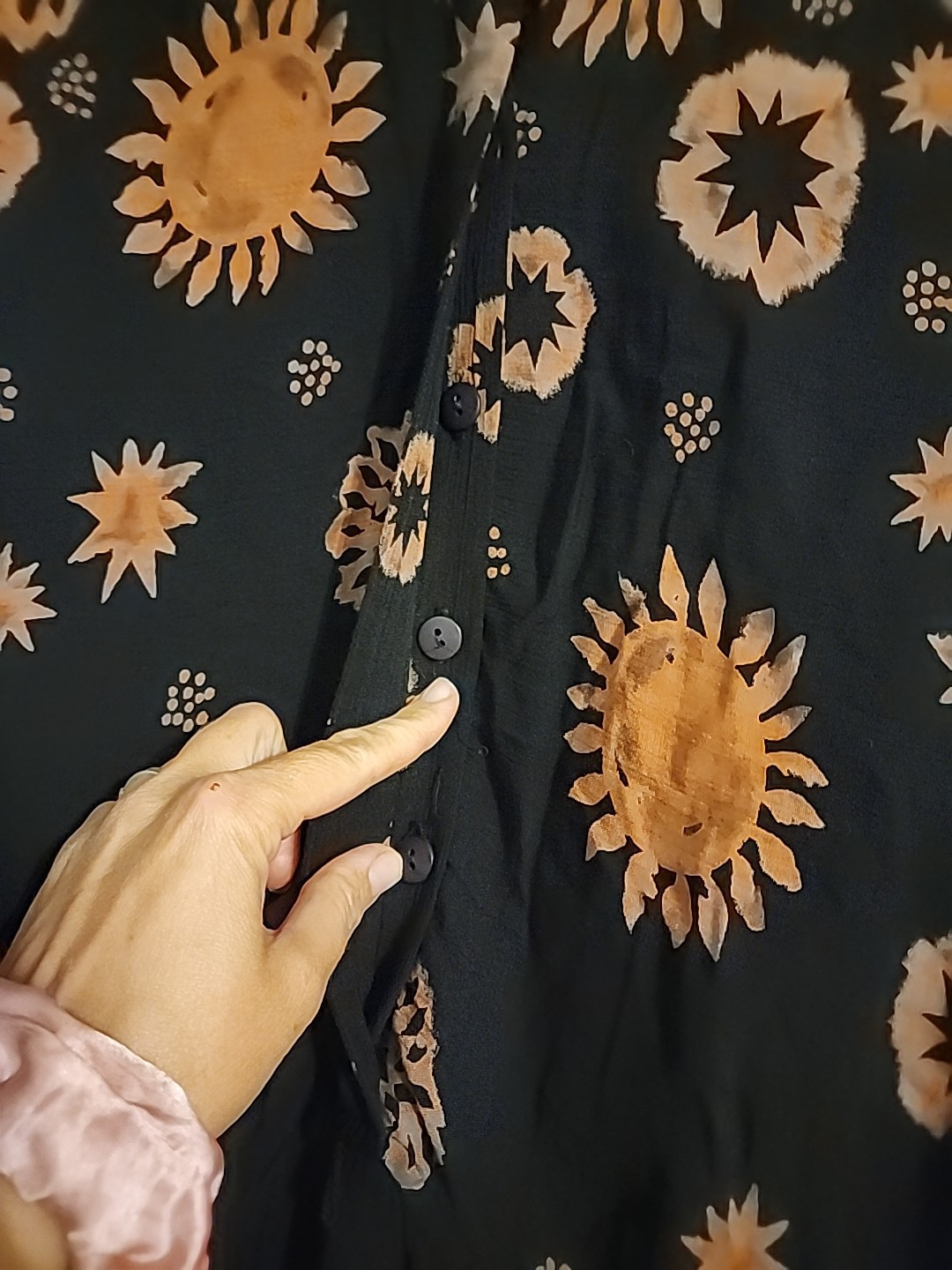 Celestial Hippie Sun & Stars Dress Shear Black Mock Turtle Neck Vintage Festival