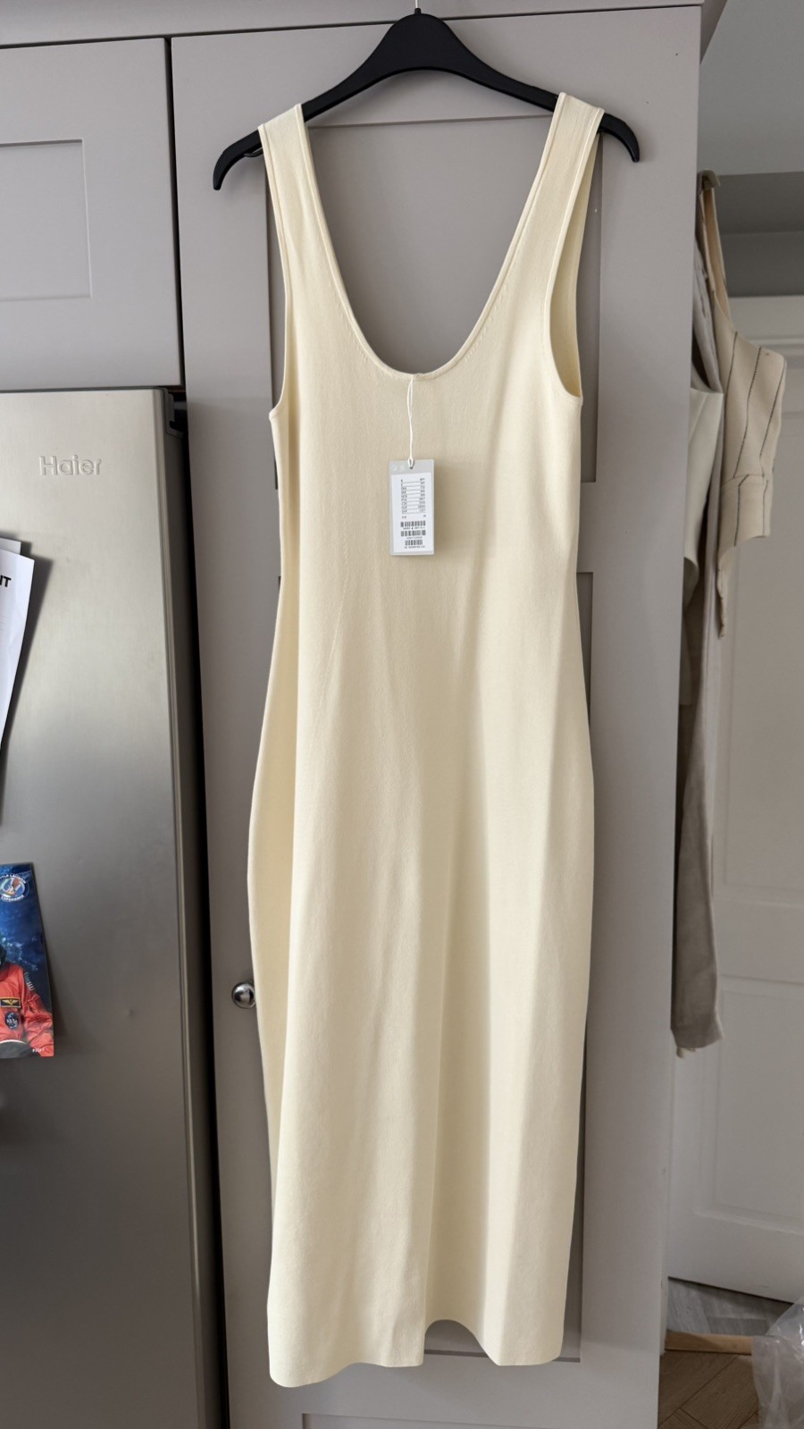 COS Knitted Cream Midi Bodycon Dress medium BNWT
