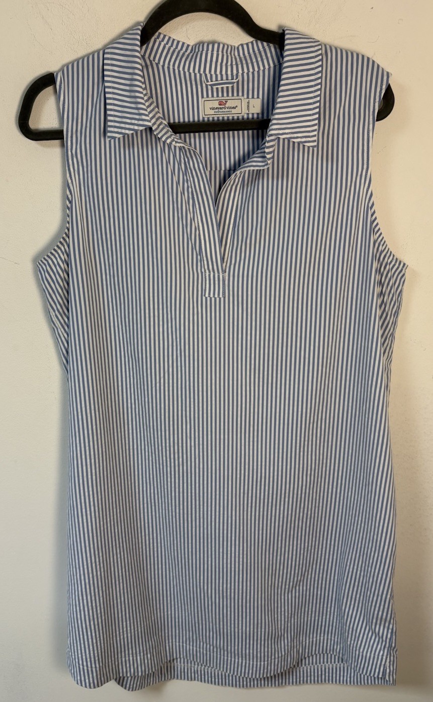 Vineyard Vines Womens Performance Sleeveless Popover V Neck Dress Large
