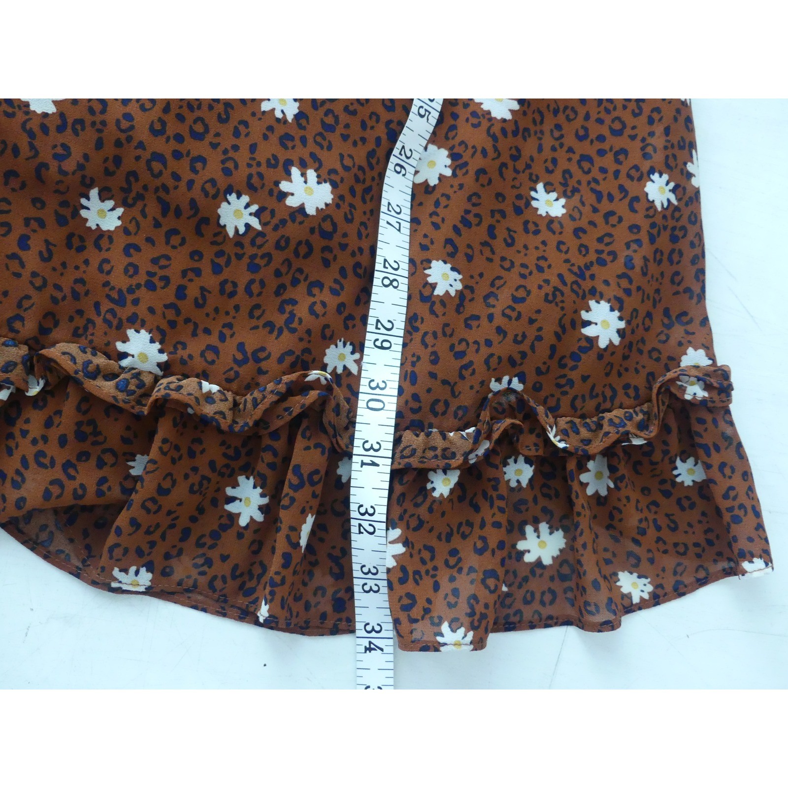 B. Smart Brown Leopard Daisy Print Mini Dress Size 13 NWT