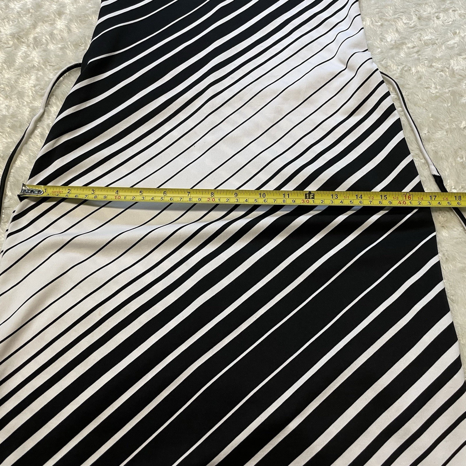 vintage y2k op-art black white diagonal stripe glam strapless dress S/M party