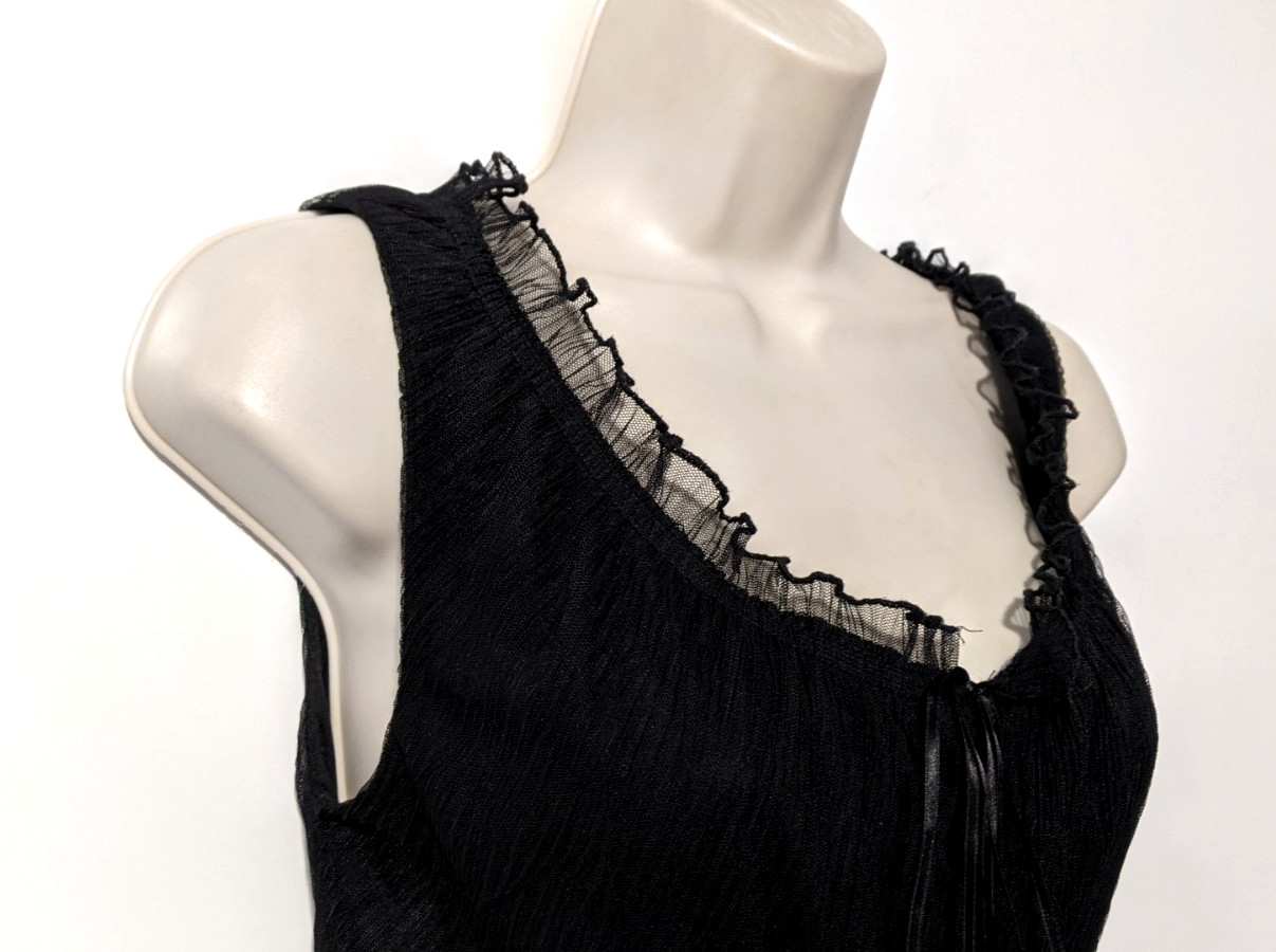 CONNECTED APPAREL Women’s Sheer Black Dress Sz 4 100% Polyester Solid Liner EUC