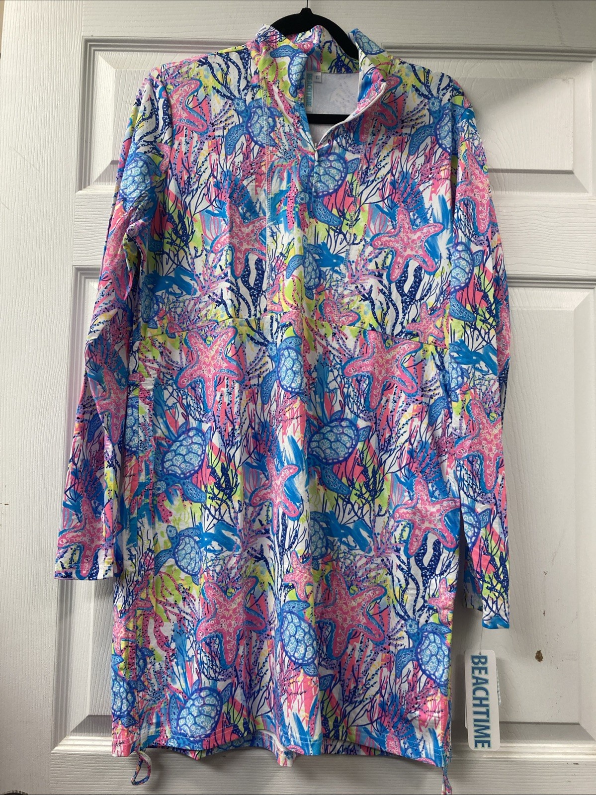 Beachtime By Lulu B L Quarter Zip Coastal Sea Life Beach Dress Upf50