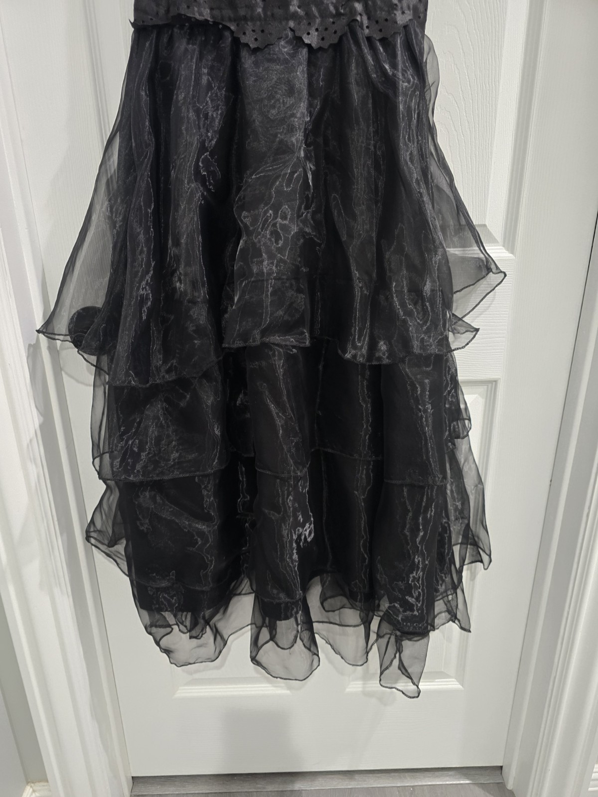 Black Tiered Gothic Punk Tulle Dark Aesthetic Gown Retro Party Size Small EUC