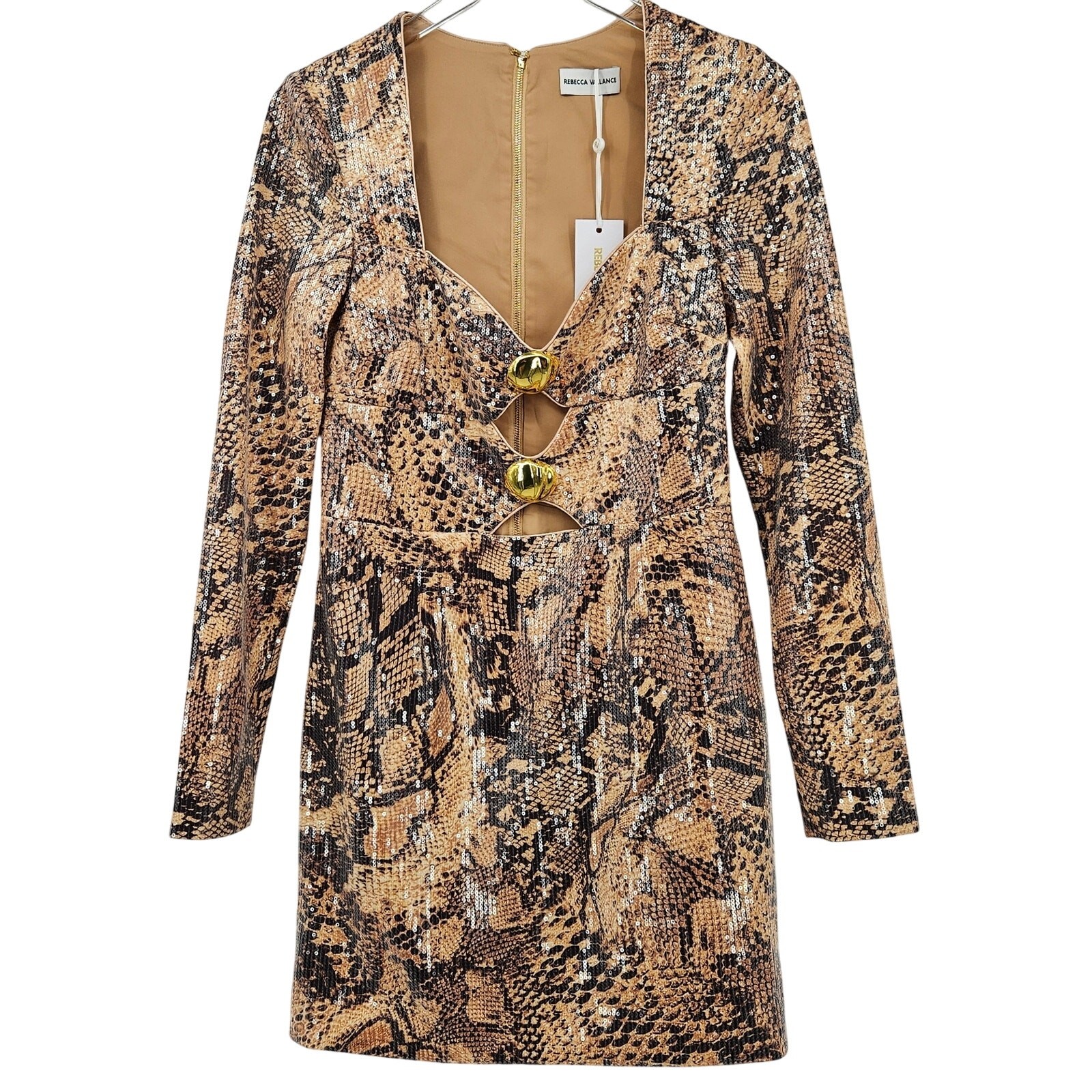 Rebecca Vallance Bellis Snakeskin-Print Mini Dress US 6 NEW