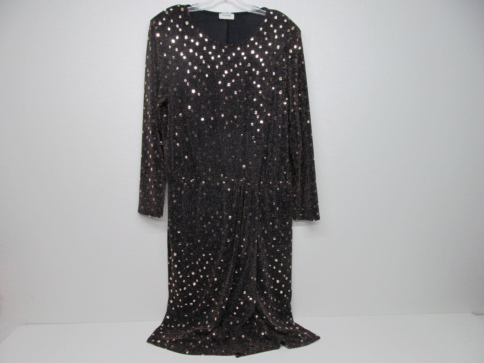 Flounce London Black/Gold Sequin Glitter Evening Dress Women’s Size XL