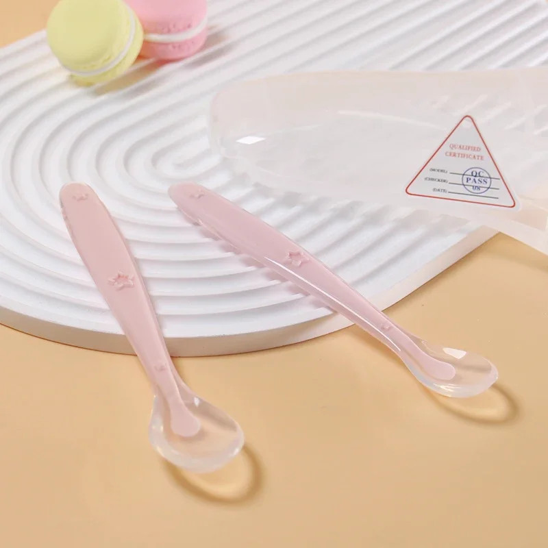2 Pcs Baby Silicone Spoon