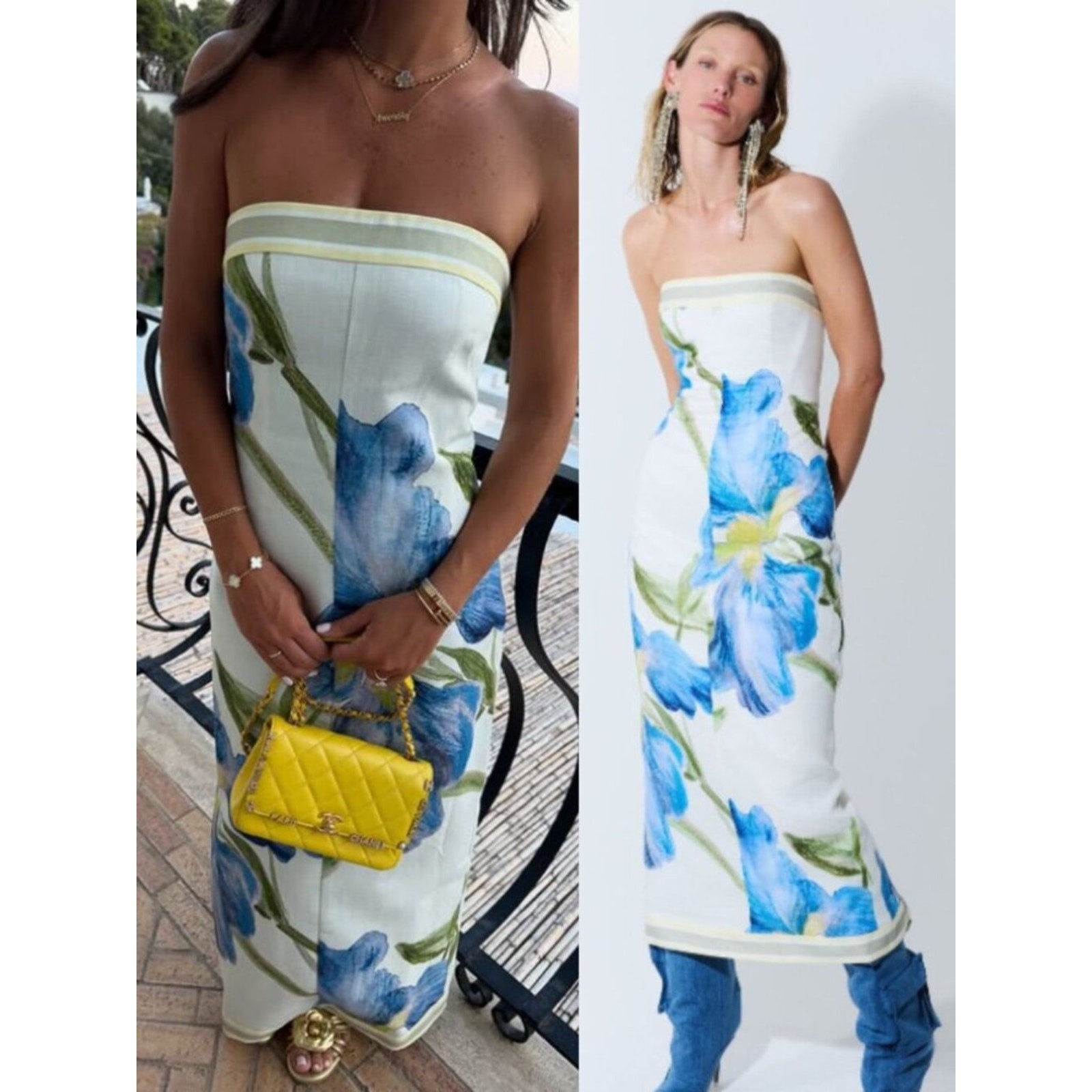 Significant Other Tess Dress Iris Bouquet Strapless Blue Floral Midi NWT Size 16