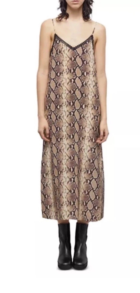 THE KOOPLES SNAKE PRINT SILK MIDI SLIP DRESS SLEEVELESS SIZE 1 US-S NWT $350