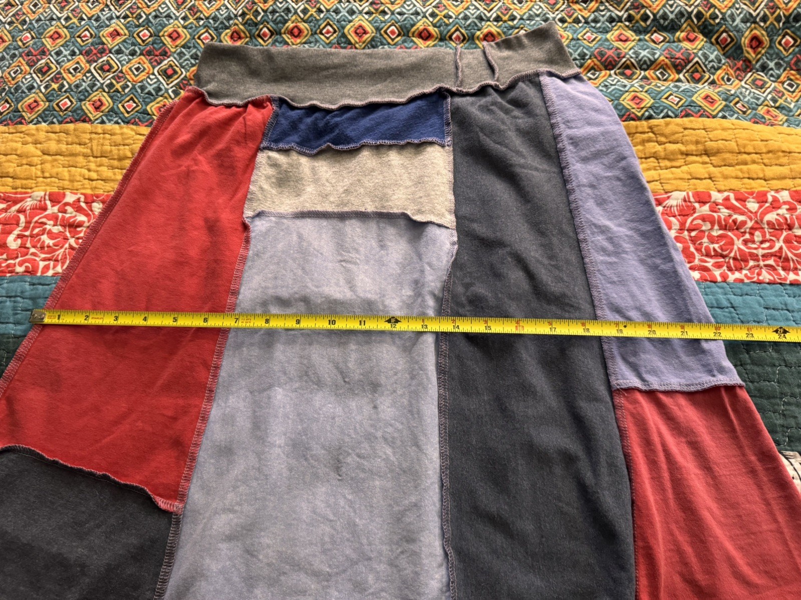 Upcycled T Shirt Patchwork Skirt Boston Red Sox Unique Sz M