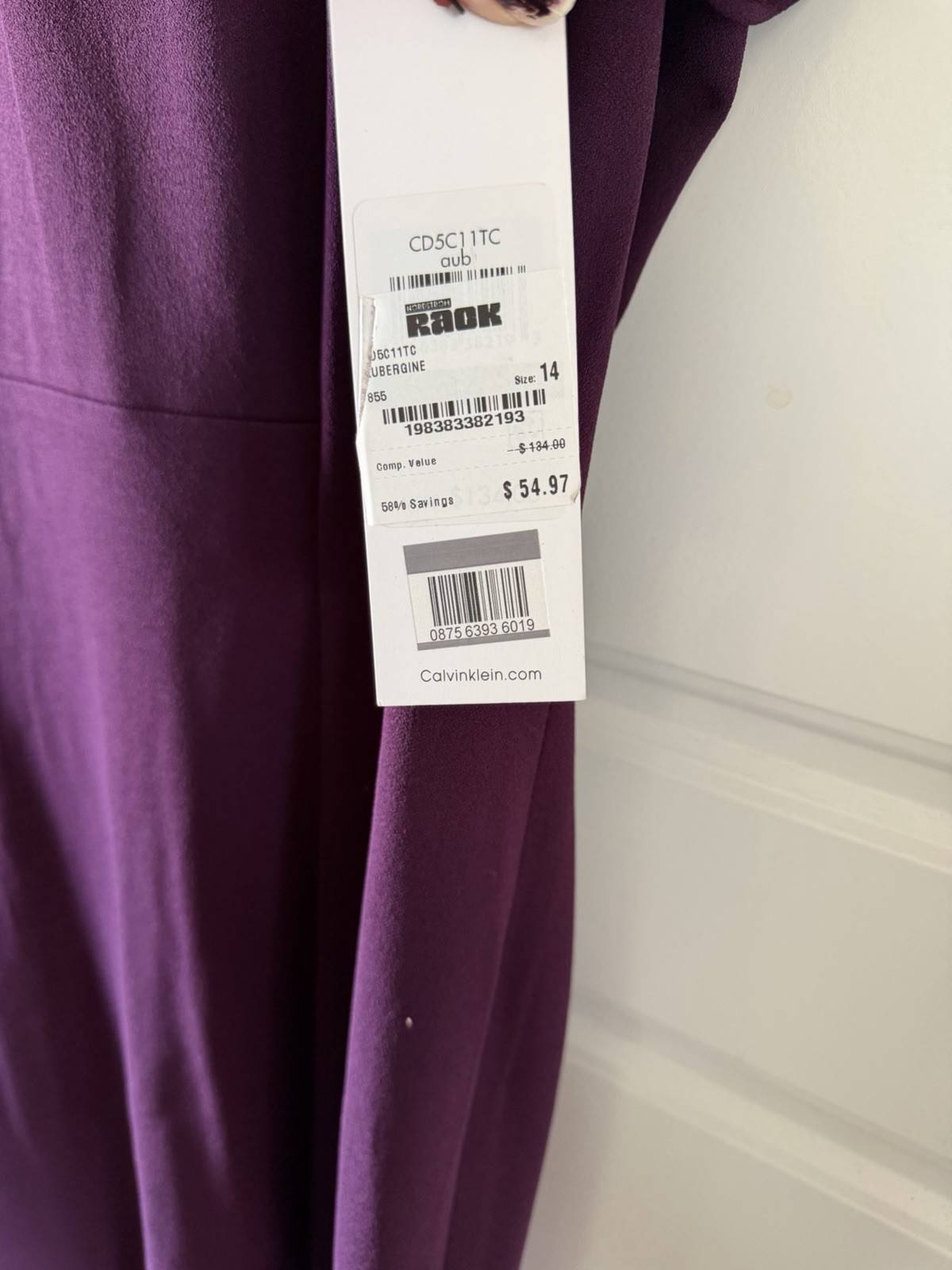 Calvin Klein Womens Aubergine Purple Modi Dress Size 14 $134.00