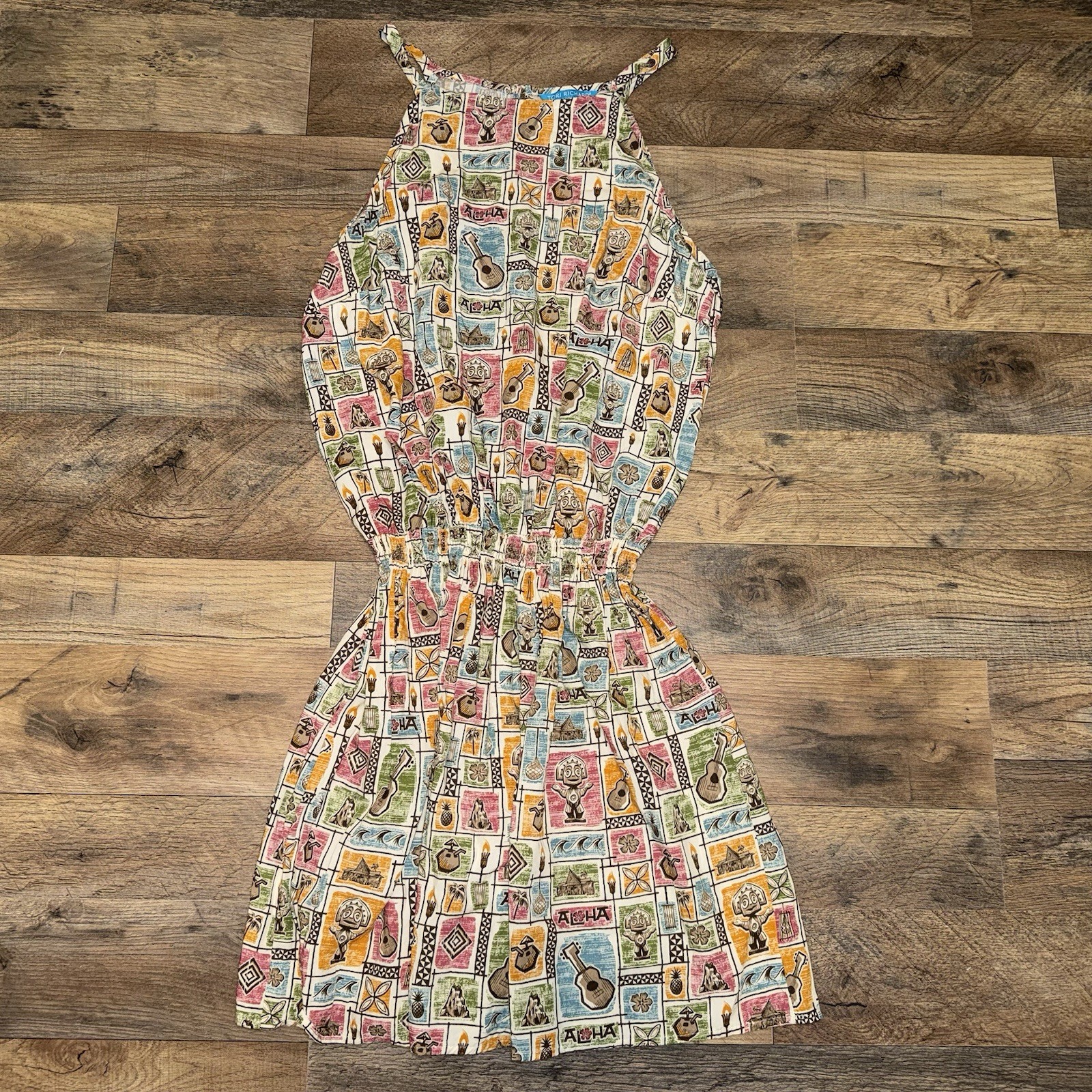 Tori Richard Honolulu Disney Aloha Tiki Print Dress Size Large