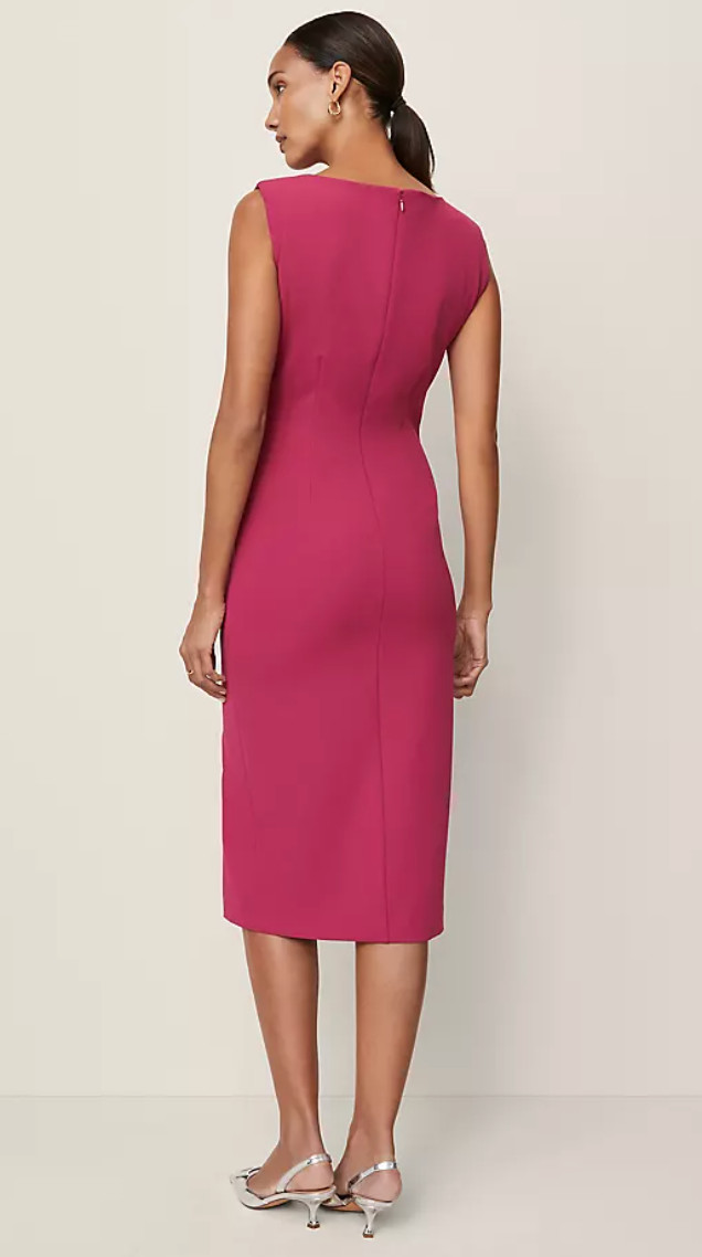 NWT ANN TAYLOR BERRY SPLASH GATHERED MIDI SHEATH DRESS SZ 4