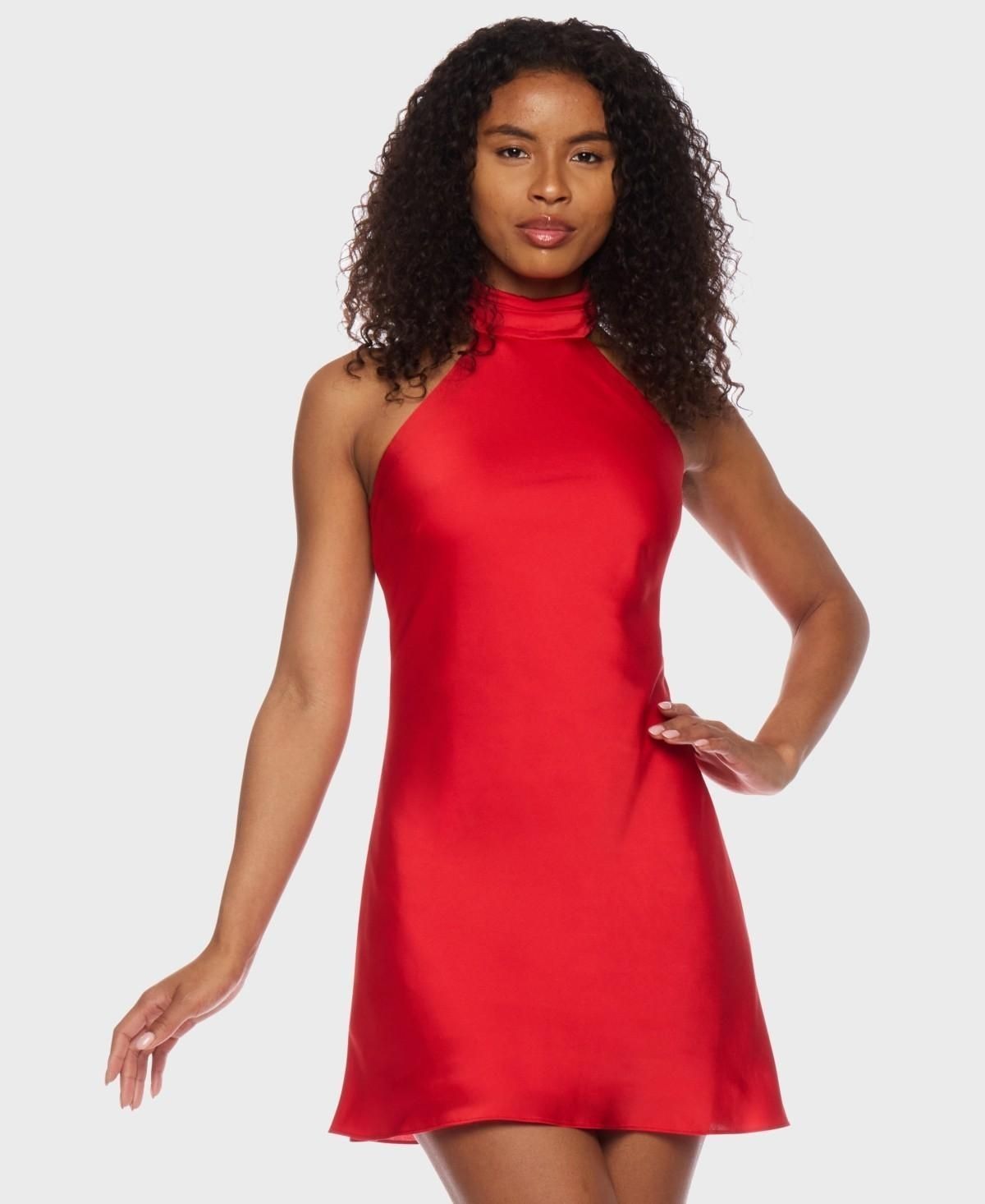 Alex & Sophia Juniors’ Open-Back Halter Dress – Tomato Red Size 3/4 NWT