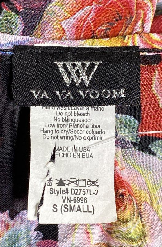 Va Va Voom Women’s Black Floral Wrap Maxi Dress Long Bishop Sleeve NWT Sz S