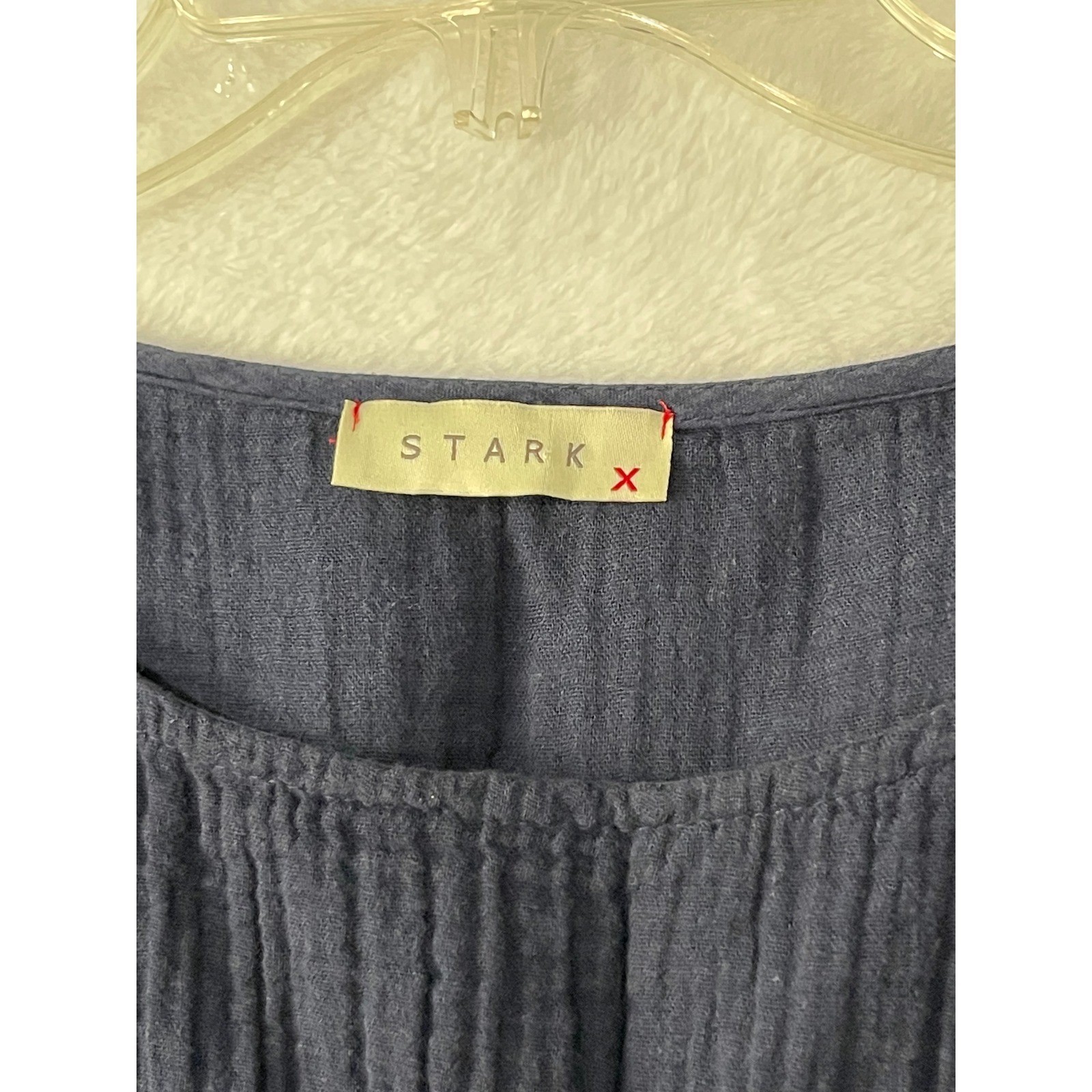 Stark X Navy Blue Cotton Double Gauze Tiered Flutter Sleeve Mini Dress Small