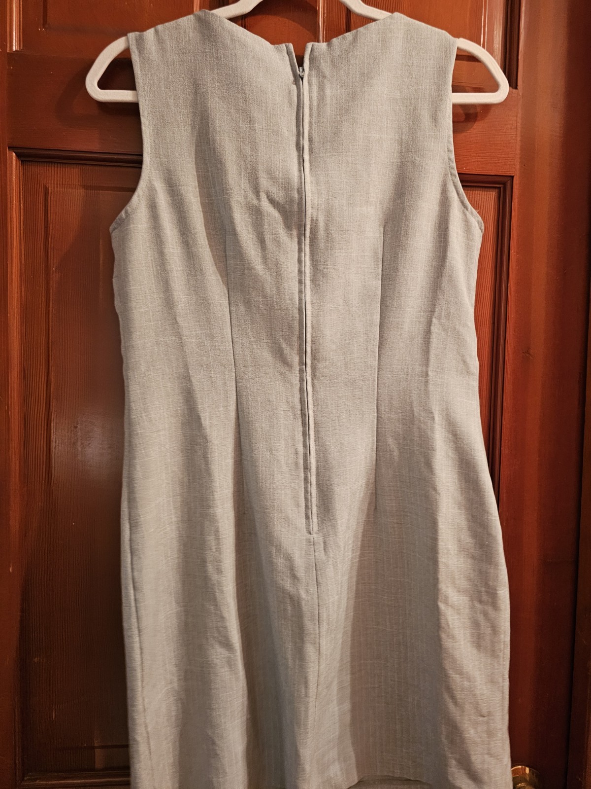 Gray Solid Sheath Dress Scoop Neck Sleeveless Zip Knee Length Women 11-12